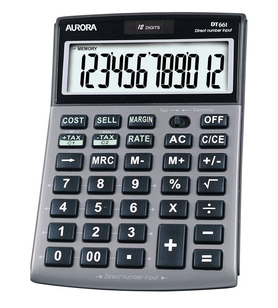 Aurora DT661 Calculadora, color gris oscuro, 150 x 104 x 24 mm