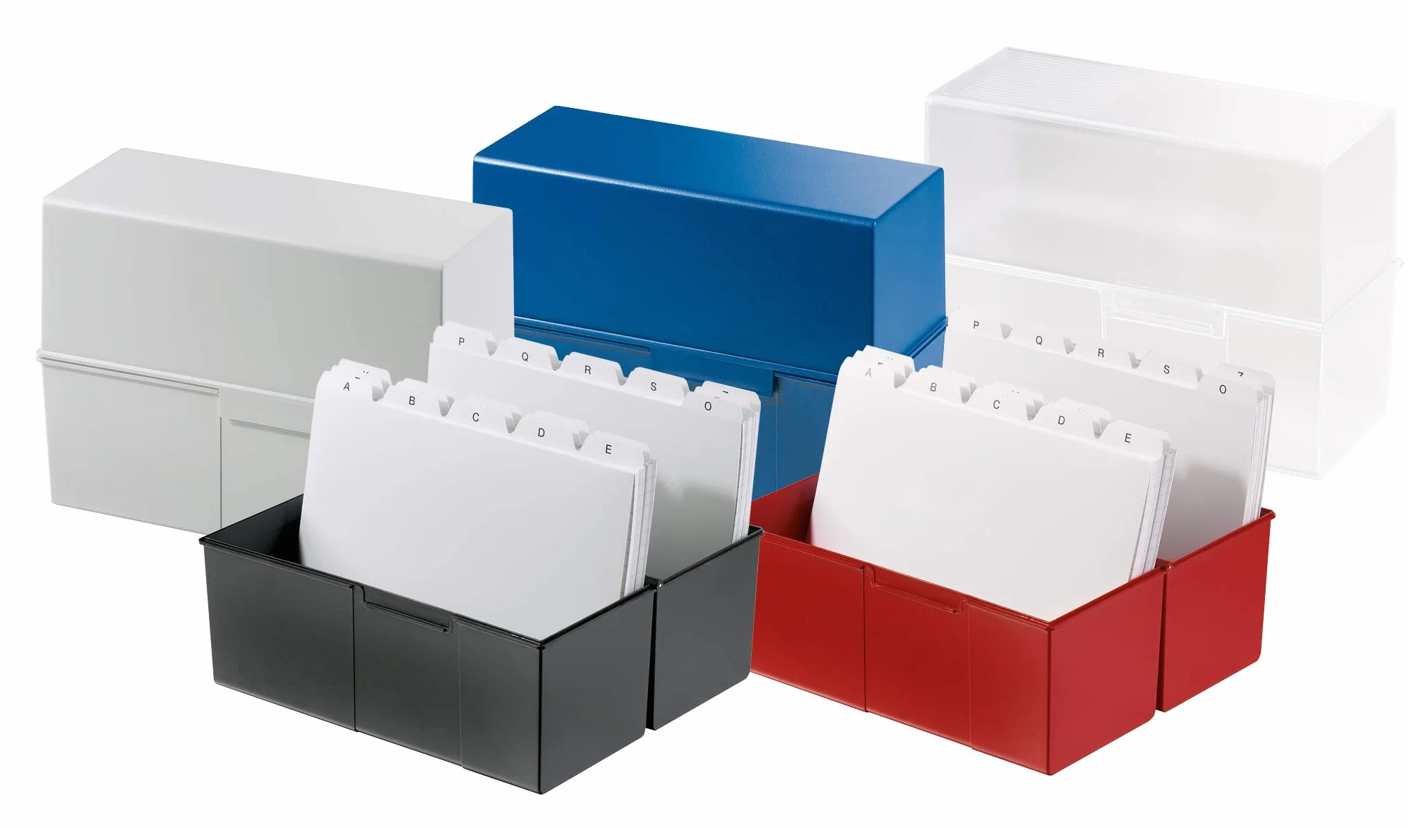 HAN Caja para fichas DIN A5 horizontal para 450 tarjetas con bisagra de acero, color azul