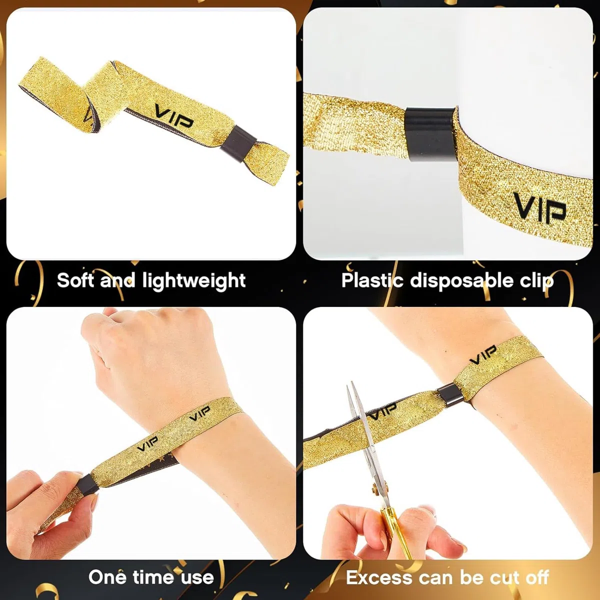 70 Piezas VIP Pulseras Tela,Pulseras de Tela VIP, Pulseras VIP,Pulseras de identificación VIP,Pulseras para Eventos,Pulseras de identificación y control para eventos VIP para Eventos Club Fiesta