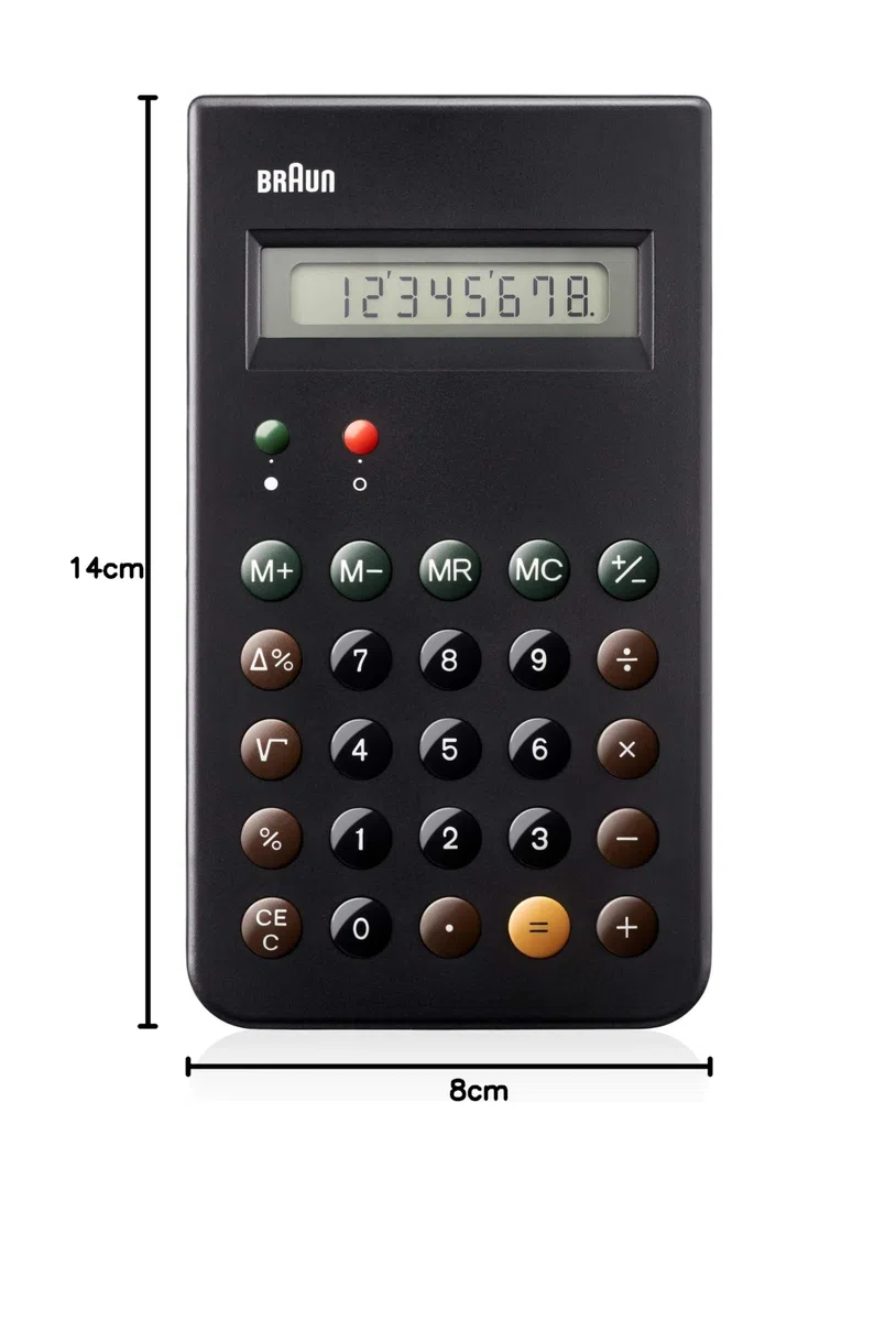 Braun BNE-001-BK - Calculadora electrónica, capacidad de operación de 8 digitos, tapa protectora deslizante, apagado automático, color negro