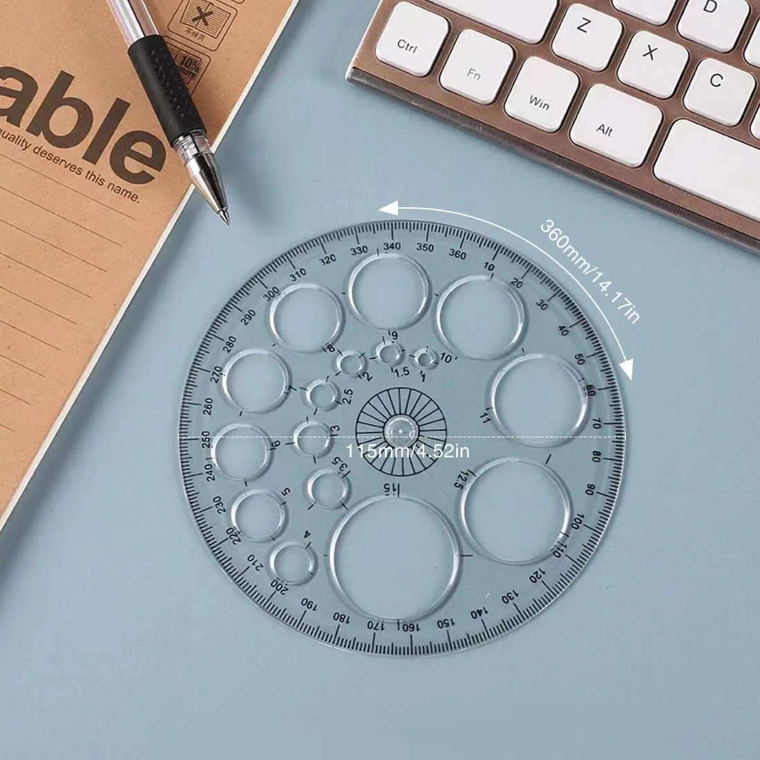 4 Trazador de Círculos,Plantillas de Dibujo Geométrico,Plantillas Circulares de Dibujo,Regla Circular de Dibujo,Plantillas para Dibujar, Plantilla de Medición de Plástico, para Oficina, Hogar, Escuela