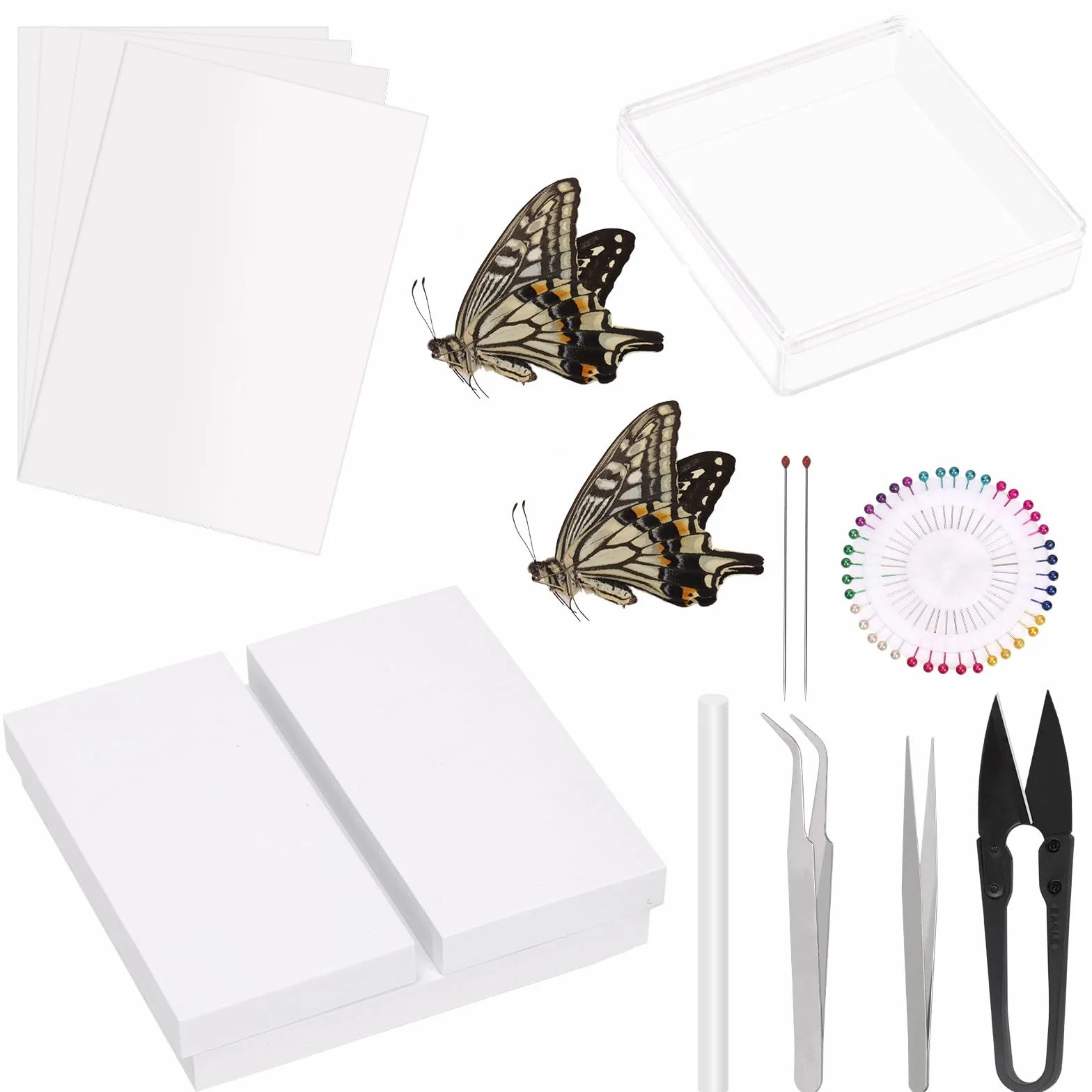 15 piezas de herramientas para hacer insectos especiales Kit de fijación de insectos con pasadores y alas de prensado de papel