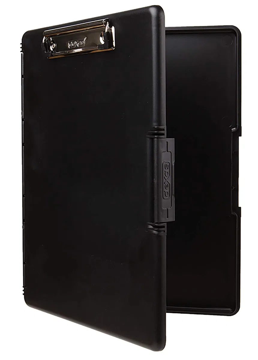 Dexas 3517-91 Slimcase 2 Portapapeles de almacenamiento con apertura lateral, negro. Organiza con estilo para el hogar, la escuela, el trabajo o los oficios. Ideal para profesores, enfermeras,
