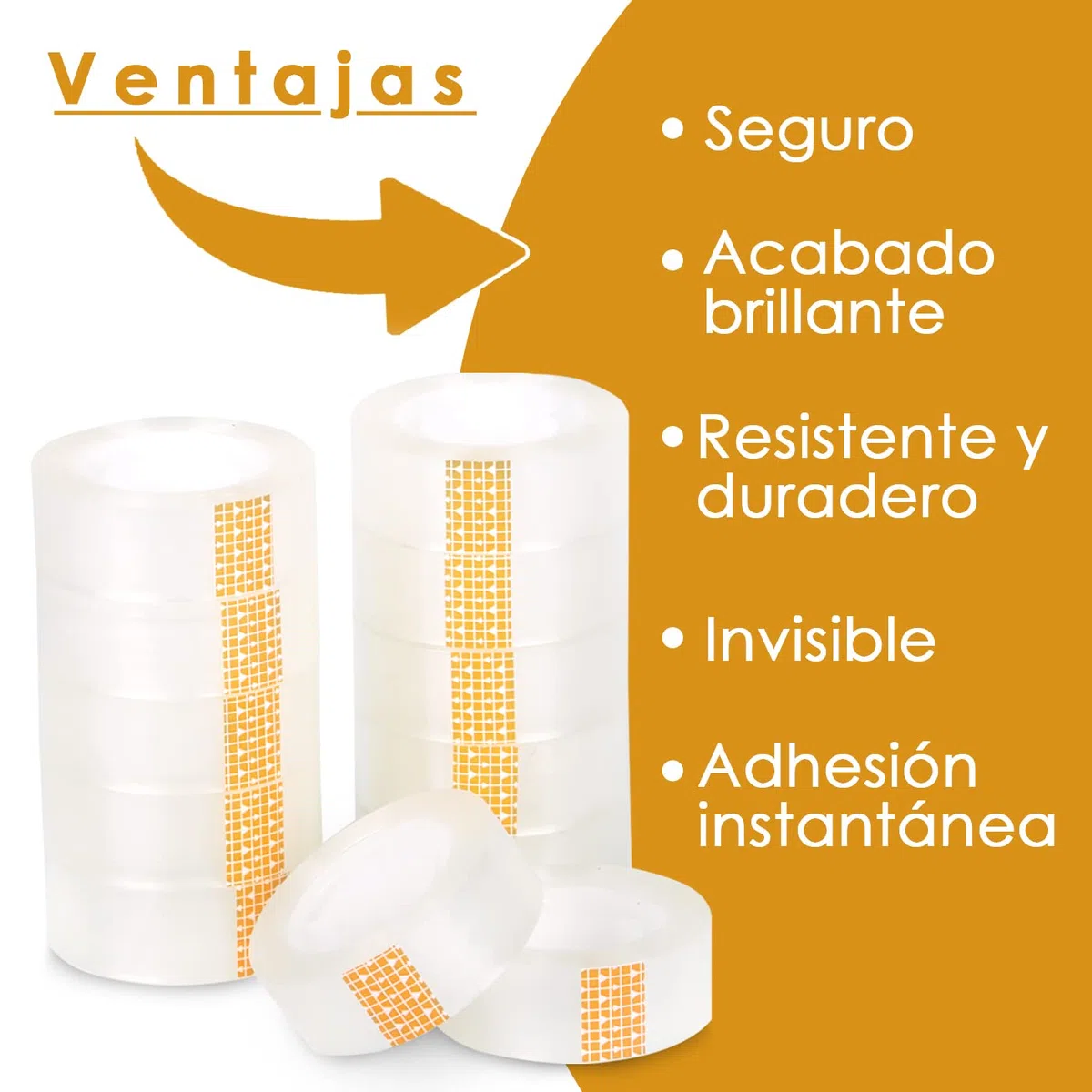 MERCURY TEXTIL- Celo o Cinta Adhesiva Transparente de 18x35mm. Ideal para oficina, hogar y colegio. (Pack 48 rollos)