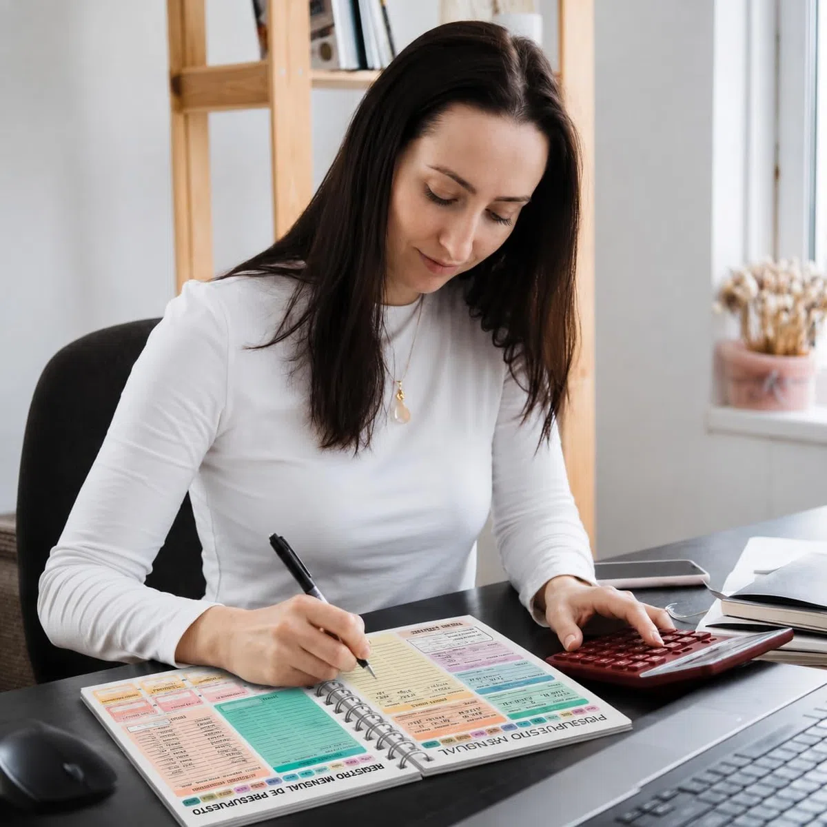 Planificador de Presupuesto Mensual A4 con Espiral, Cuaderno de Finanzas Personales, 50 Páginas a Doble Cara para Control de Gastos, Ingresos y Ahorros
