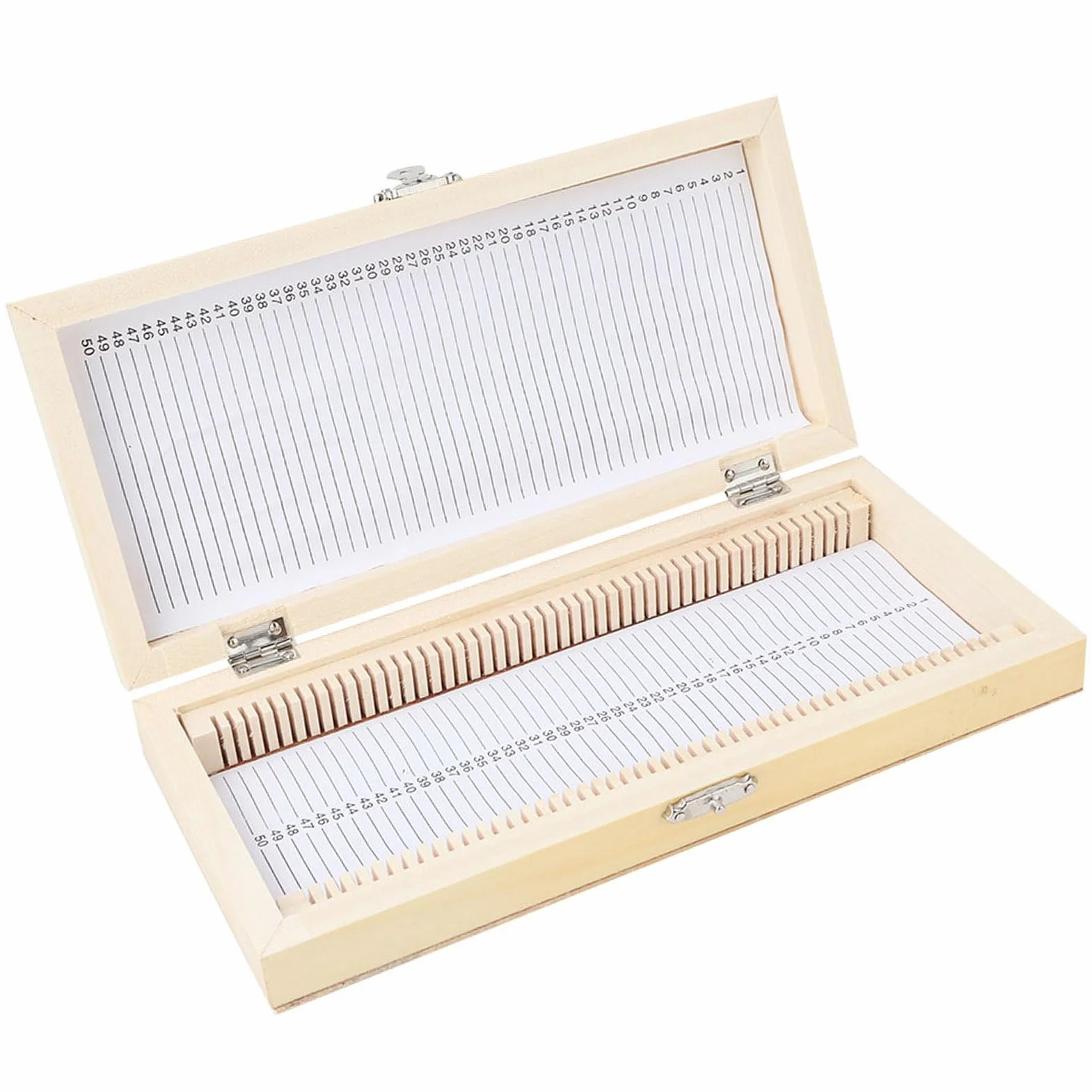 Akozon Caja de almacenamiento de madera para muestras, portaobjetos preparados de vidrio con alcance de biología de lujo, 50 Uds.