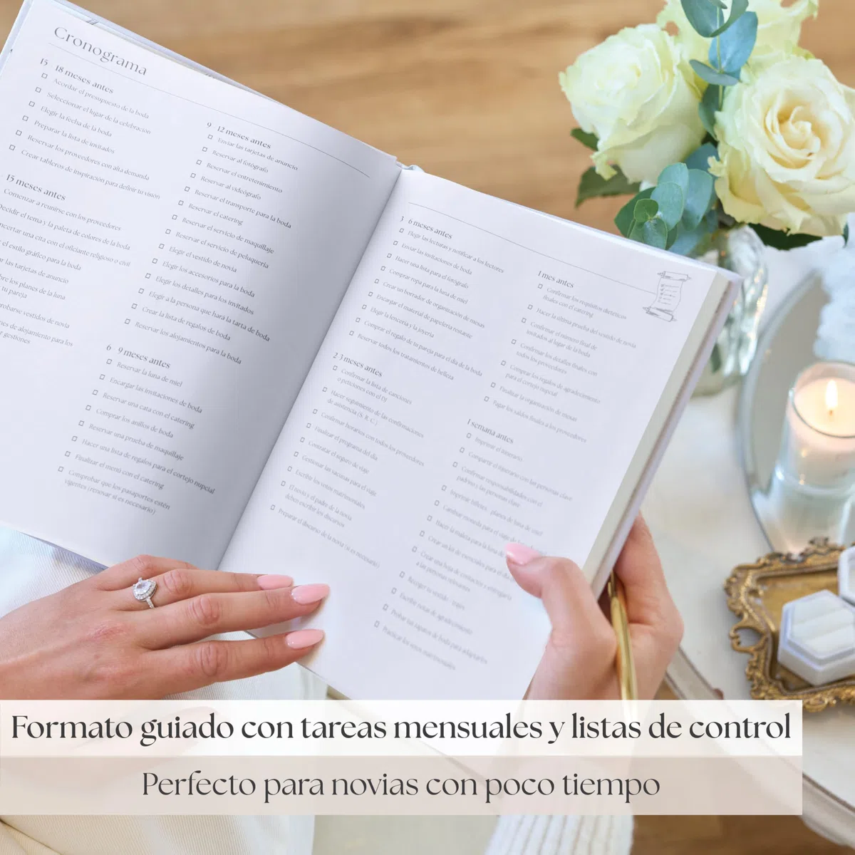 Agenda de Boda & Planificador – Cuenta Atrás de 18 Meses, Seguimiento de Presupuesto, Lista de Invitados, Moodboards DIY – Diario de Boda & Regalo de Compromiso – Bodas España