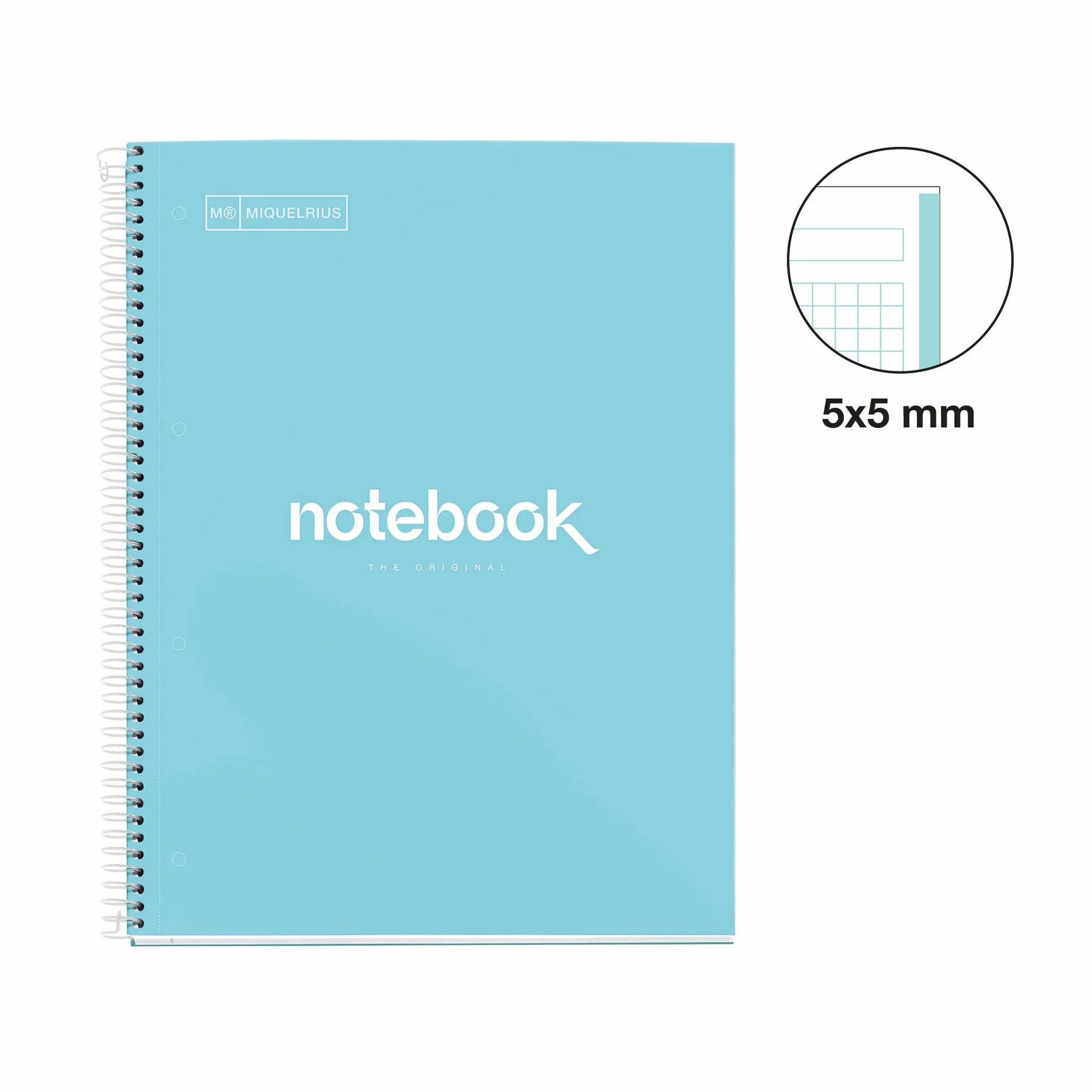 Miquelrius - Pack 5 Cuadernos A4, Notebook Emotions Pasteles, 80 Hojas 90 g/m², Libretas Cuadriculadas 5 mm, Tapa Dura y Espiral, 4 Taladros, Ideales para la Vuelta al Cole o la Oficina