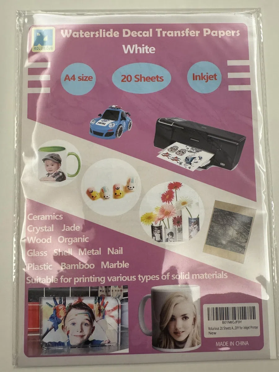 20 Sheets A4 Inkjet Water Slide Decal Paper Sheets White DIY for Inkjet Printer