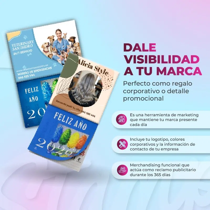 Pack 12 Uds Calendario Magnetico Nevera - Almanaques 2026 - Calendario Nevera Personalizados con Faldilla de 10x20cm y 15x20cm con Logo, Foto, Textos o Imagen - Calendarios Nevera Iman (10x20cm)