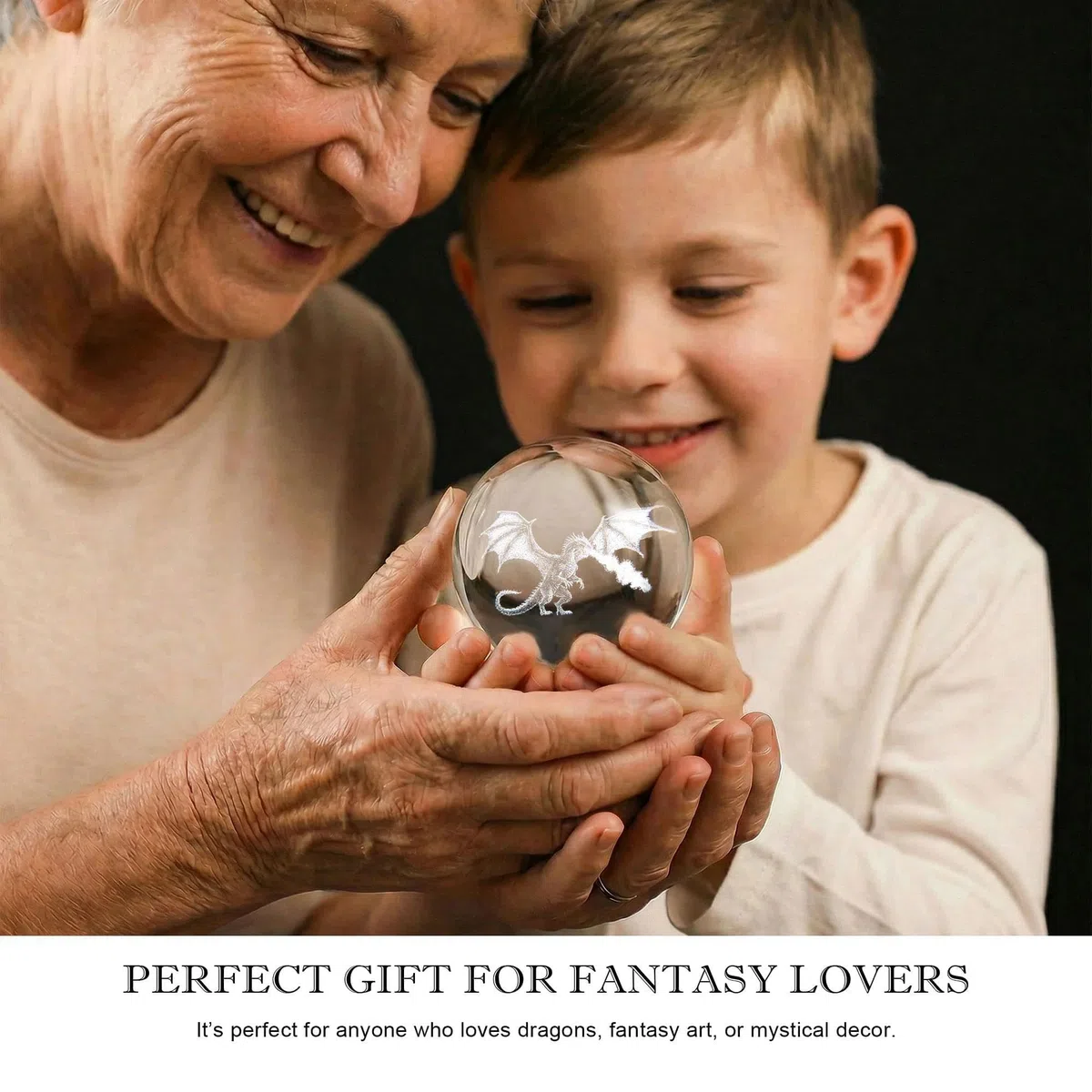 HDCRYSTALGIFTS Bola de cristal de dragón, 2.36 pulgadas (60 mm), bola decorativa de vidrio grabada con láser 3D para cumpleaños, Navidad, figuras de animales de vidrio, regalos de dragón para