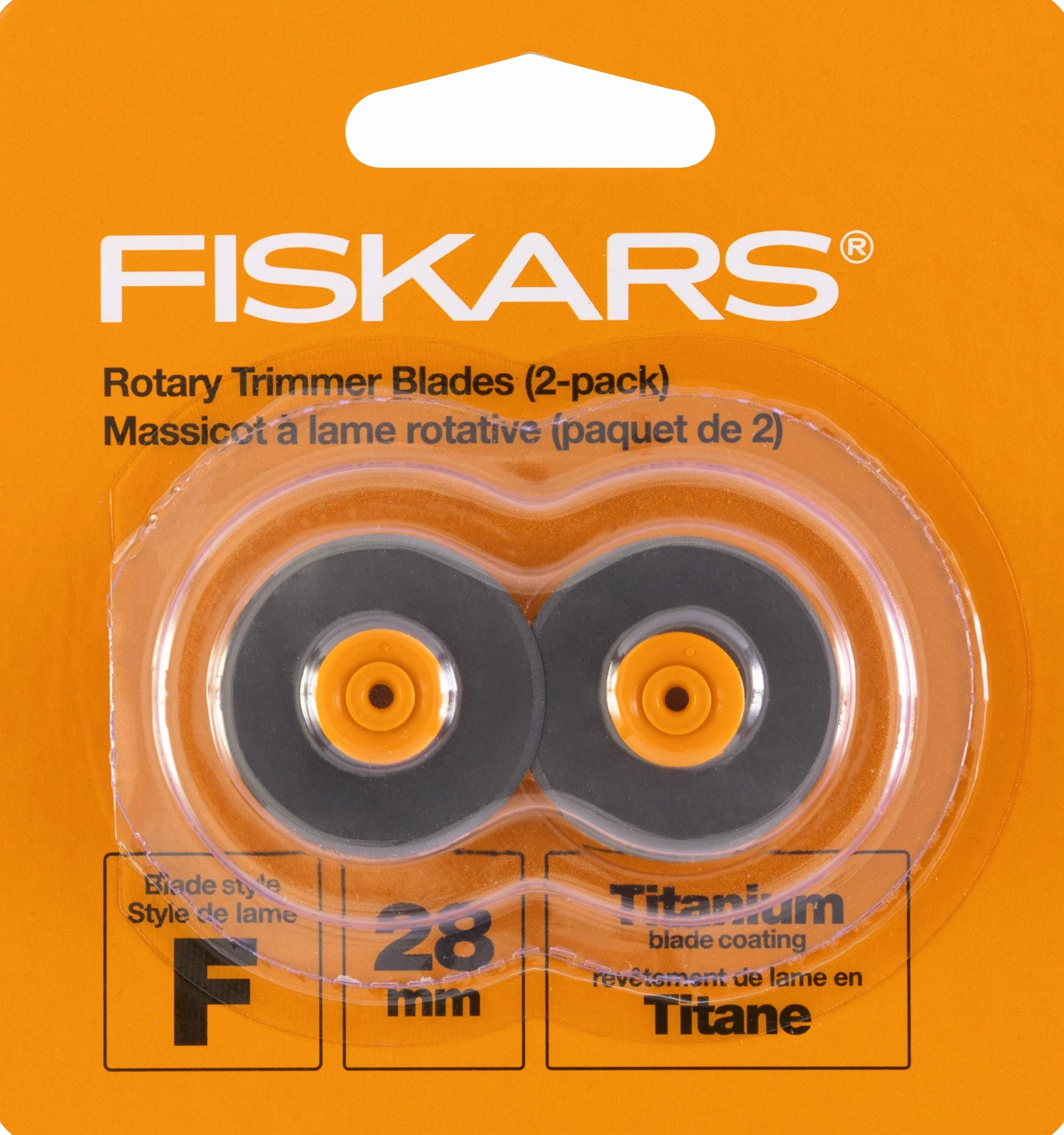 Fiskars Cuchillas de repuesto para recortadora de papel giratoria, titanio, plata/naranja