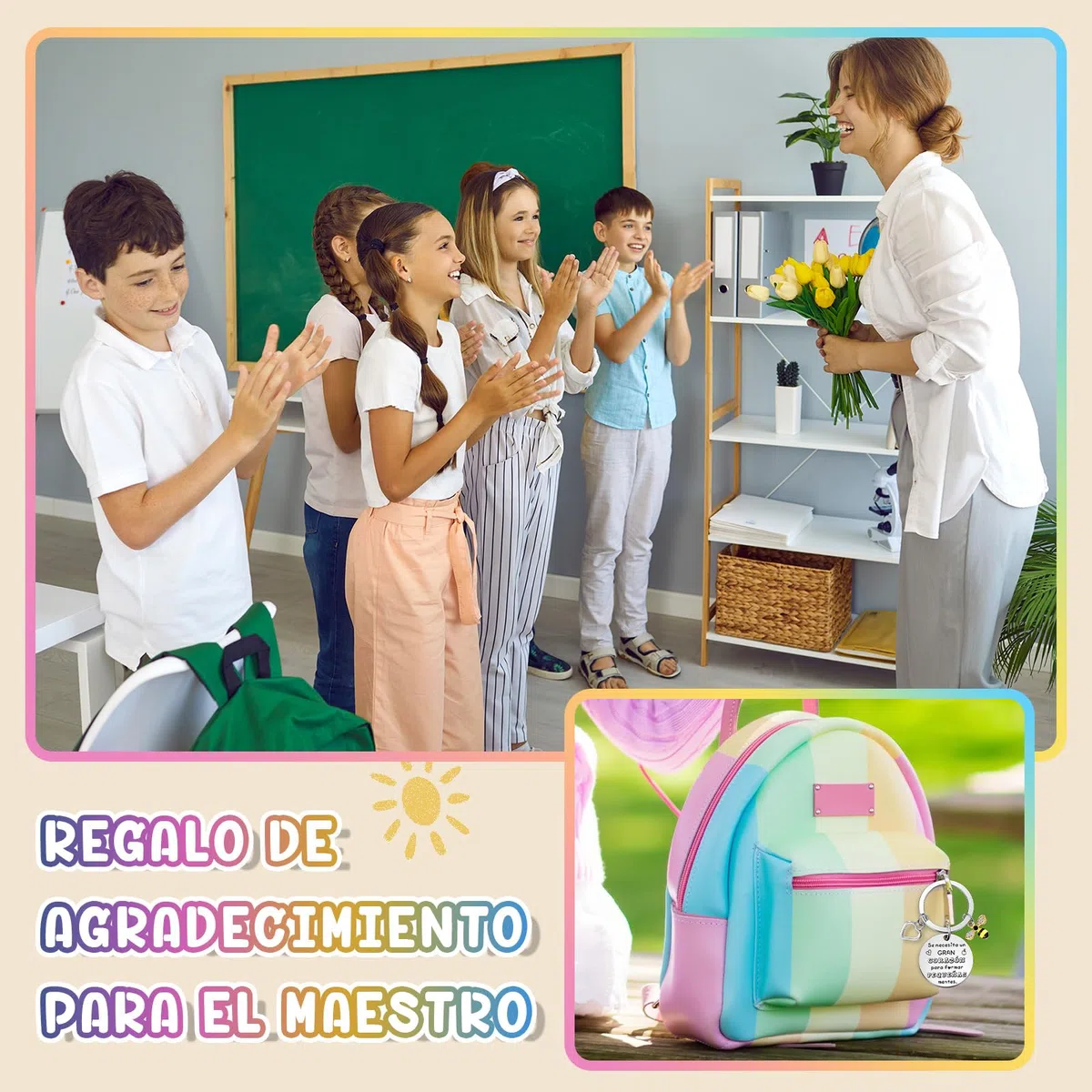 Weewooday Set de Regalo para Profesora 6 Llaveros Grabados de Abeja 6 Tarjetas de Felicitación de Gracias por Ayudarme a Crecer 6 Sobres para Maestros por el Día del Profesor Graduación Cumpleaños