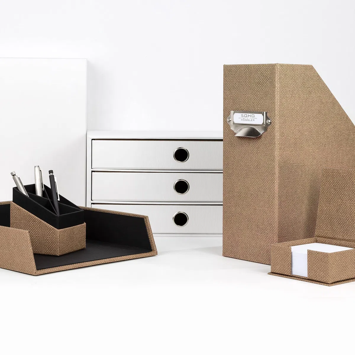 Rössler Papier 1335452600 - S.O.H.O. Cesta archivadora para DIN A4, apilable, Special Line Avellana, 1 unidad