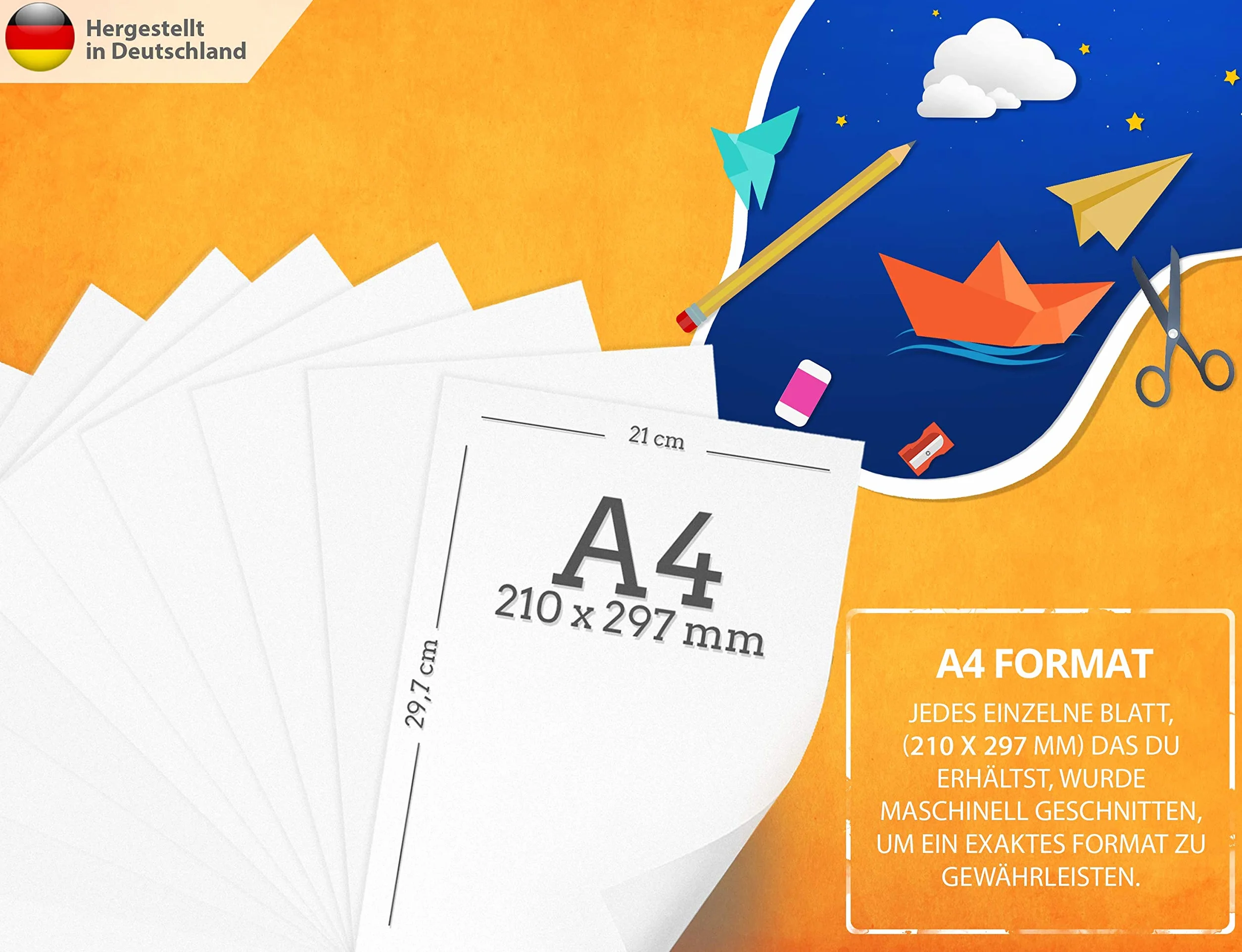 Cartulina blanca para manualidades 300g/m² - PAPEL PREMIUM - DIN A4-21 x 29,7 cm - papel de impresora blanco sin imprimir para, presentaciones, CARTÓN FOTOGRÁFICO, cartulina - MADE IN GERMANY