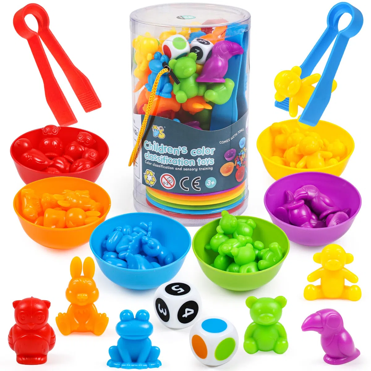 Aprender Colores A Partir de 3, 4, 5 Años, Juego de Clasificación de Colores Montessori con Vasos de Clasificación y Pinzas Adecuadas, Juguetes Educativos, Juguetes para Niños, Aprender