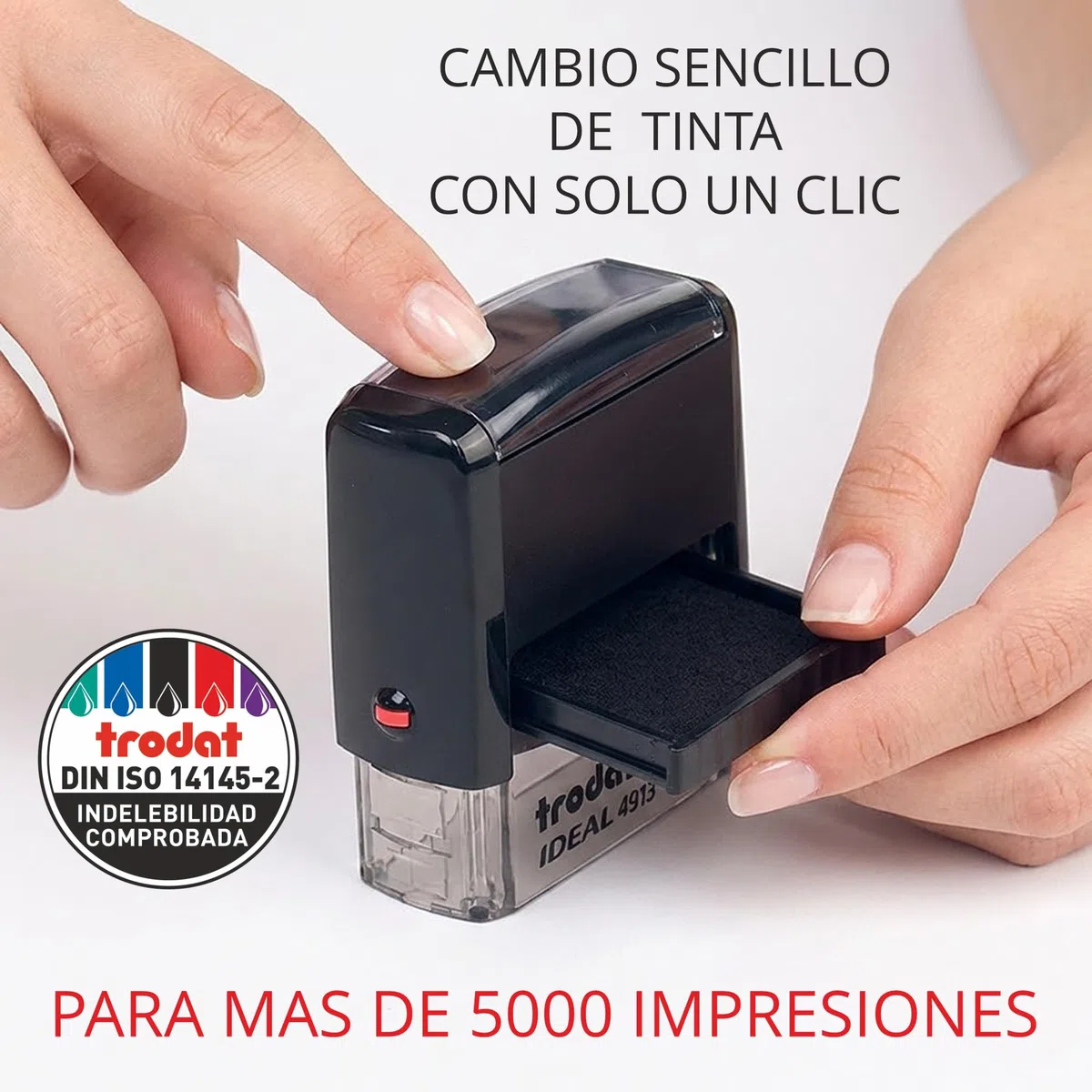 Trodat Ideal 4924 SELLO PERSONALIZADO Cuadrado (40x40 mm) - Sellos de Caucho Personalizados Automáticos con Logo - Cuño Personalizado para Empresas, Bodas y Logotipos Circulares - STAMPA