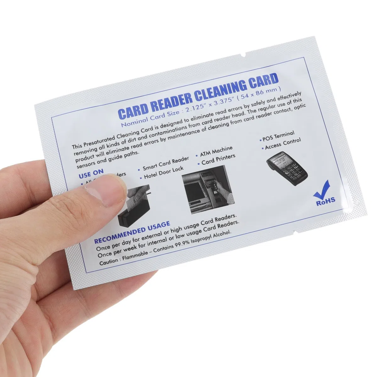 Kit De Limpieza De 15 Toallitas para Impresoras Contadores De Billetes Lectores De Tarjetas Inteligentes Y Detectores De Billetes PVC