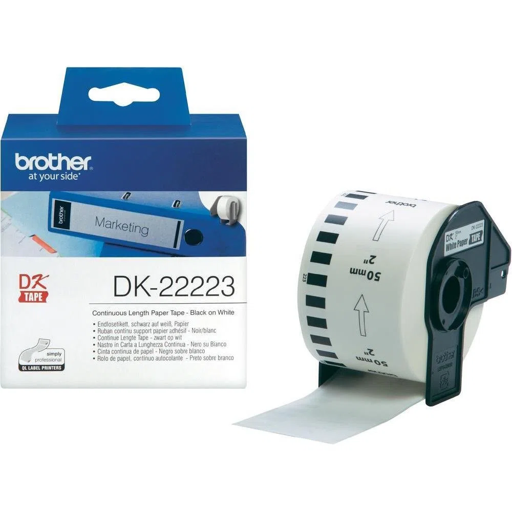 Brother DK22223. Cinta Continua de Papel térmico Adhesivo (Blanca). Ancho: 50 mm. Longitud: 30,48 m