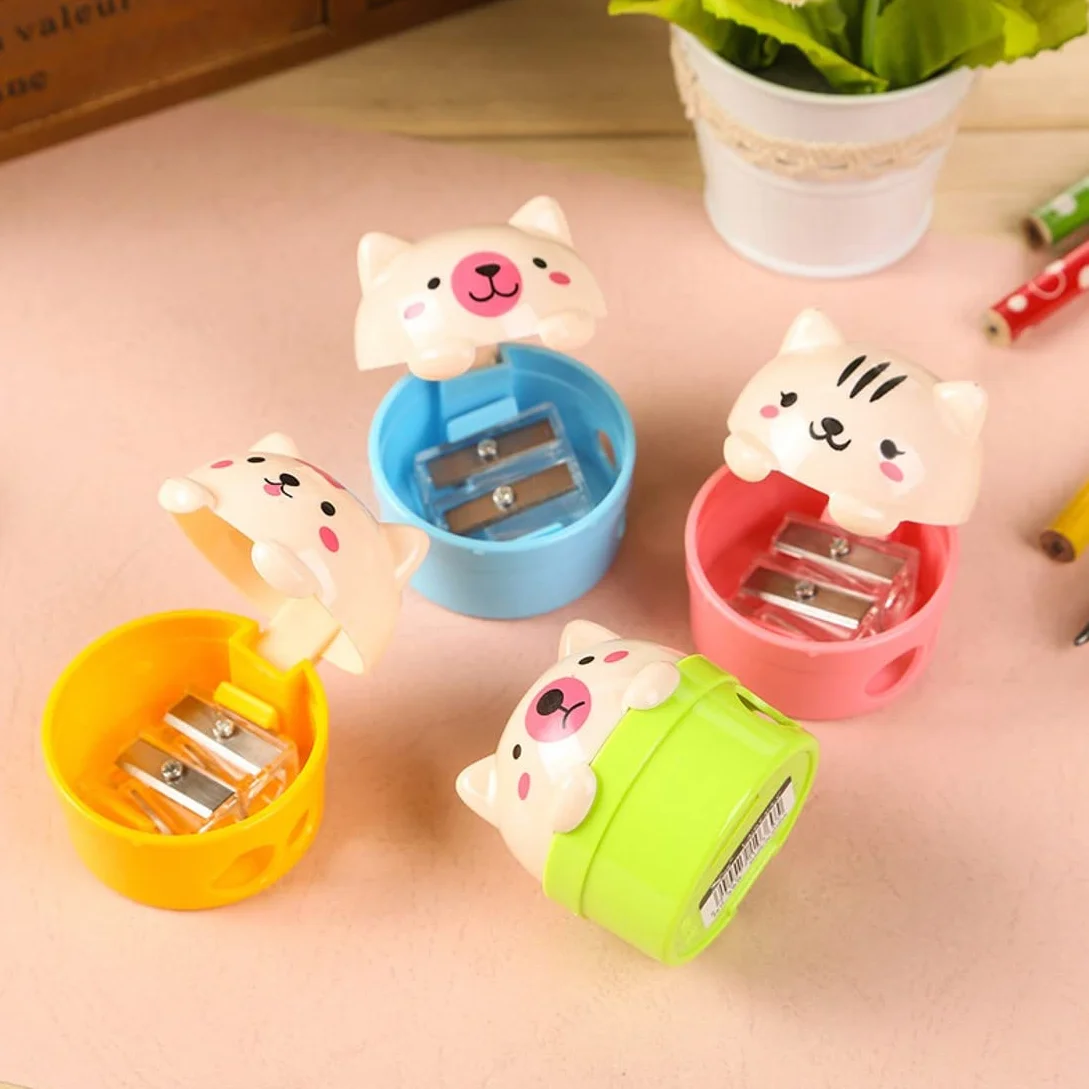 JZK 24 Sacapuntas de Animales Pequeños Con Contenedor para Bolsas de Fiesta, Regalos de Cumpleaños y Premios de Juego para Niños y Niñas