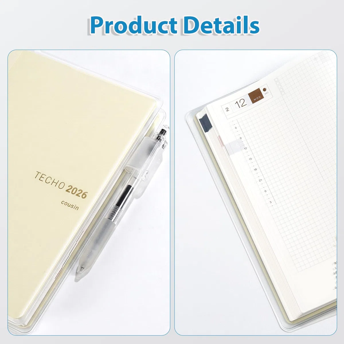 Funda transparente para agenda A5, compatible con Hobonichi Techo Cousin 2026 A5, compatible con Midori A5, protector para cuadernos Stalogy (paquete de 1)