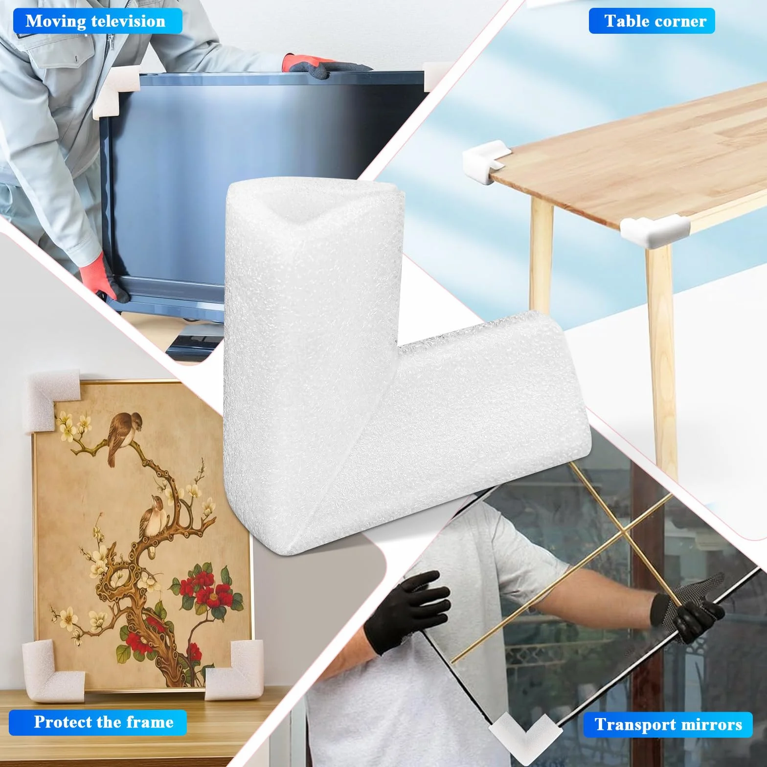 Protectores de Esquinas de Embalaje en Forma de L Protección Acolchada 24 de Epe Blanco para Muebles y Cajas de Mudanza para Envío Profesional