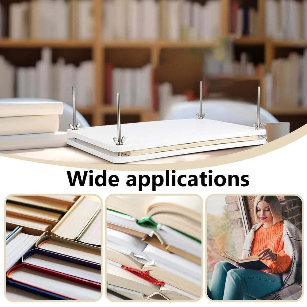 UNICRAFTALE Prensa de libros portátil de bambú rectangular blanco, herramienta de encuadernación de libros, prensa de papel de encuadernación de madera para encuadernación de libros, prensa de papel