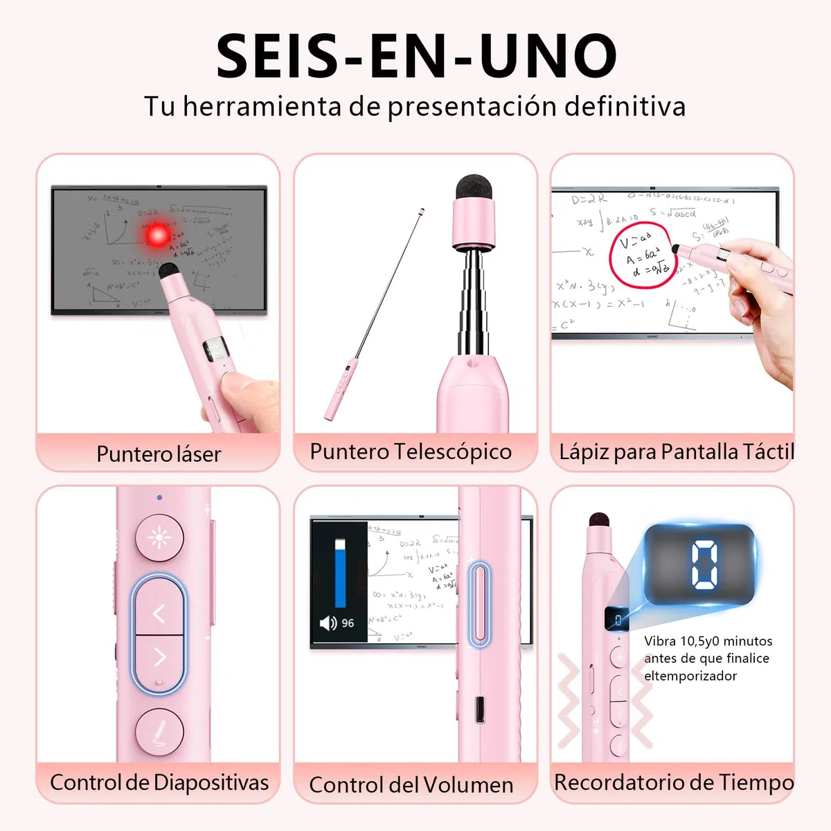Norwii N21 Puntero de Presentación Bluetooth con Puntero Didáctico Telescópico, Control Remoto de Presentación con Varilla Retráctil para PowerPoint, Presentador Inalámbrico, Avanzador de Diapositivas