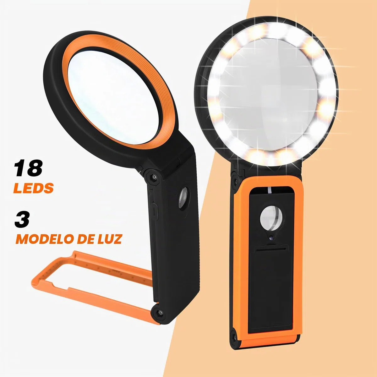 Lupa con Luz, Lupas de Gran Aumento con 18 Luces LED, Lupa Manos Libres para Leer Libros, Soldadura, Inspección, Monedas, Joyería, Exploración