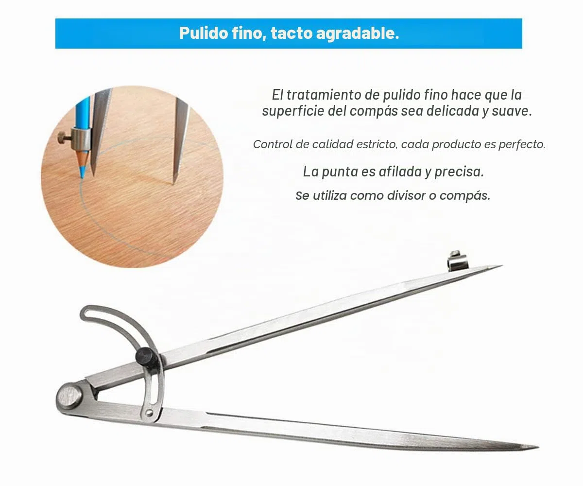 Compás profesional para carpintería de 10 pulgadas con portalápices, divisor con cerradura para carpintero, compás para trabajar el cuero, dibujo geométrico