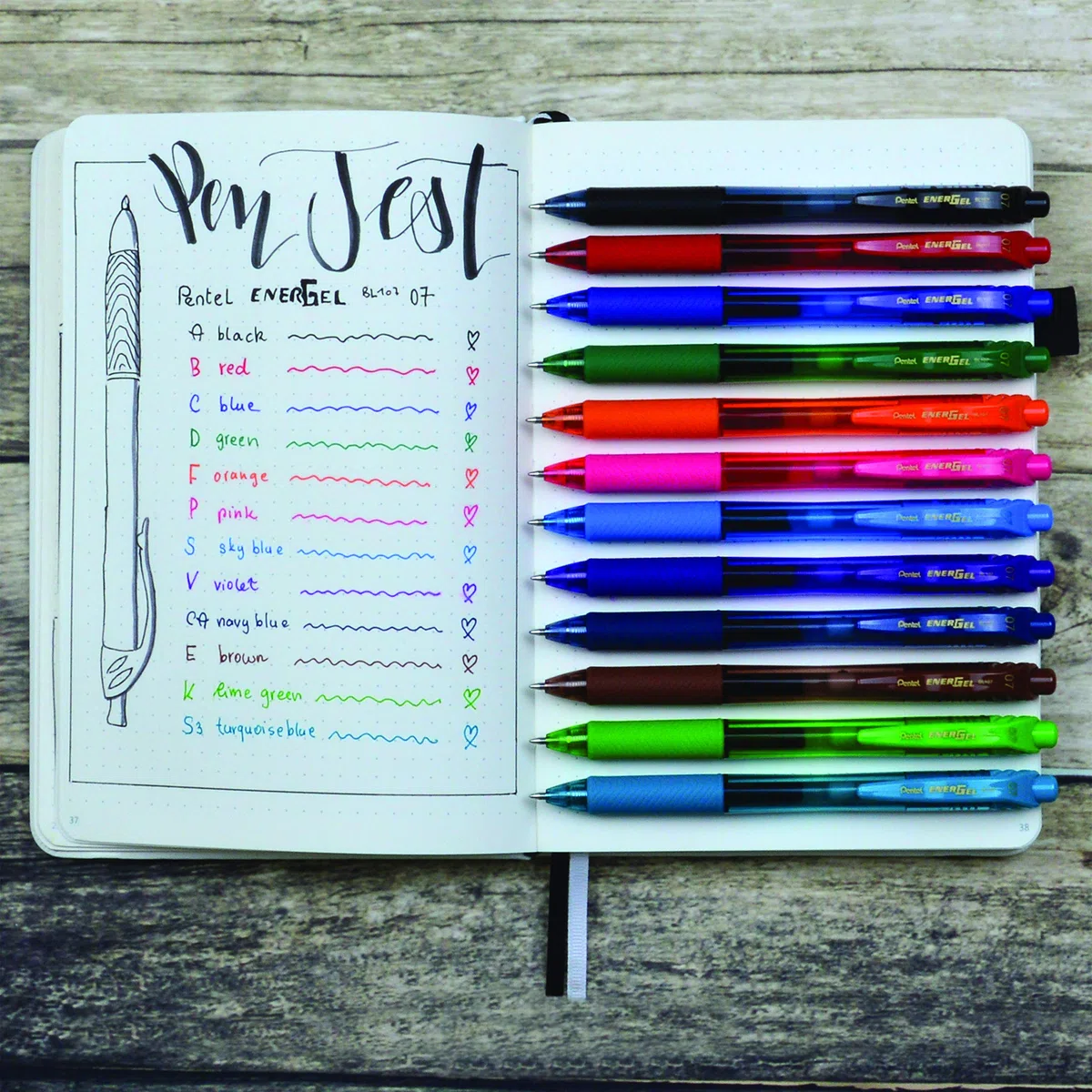 Pentel Energel X BL107 - Retráctil Líquido Gel Bolígrafo - 0.7mm - 84% Recicladas - Azul - Caja de 12