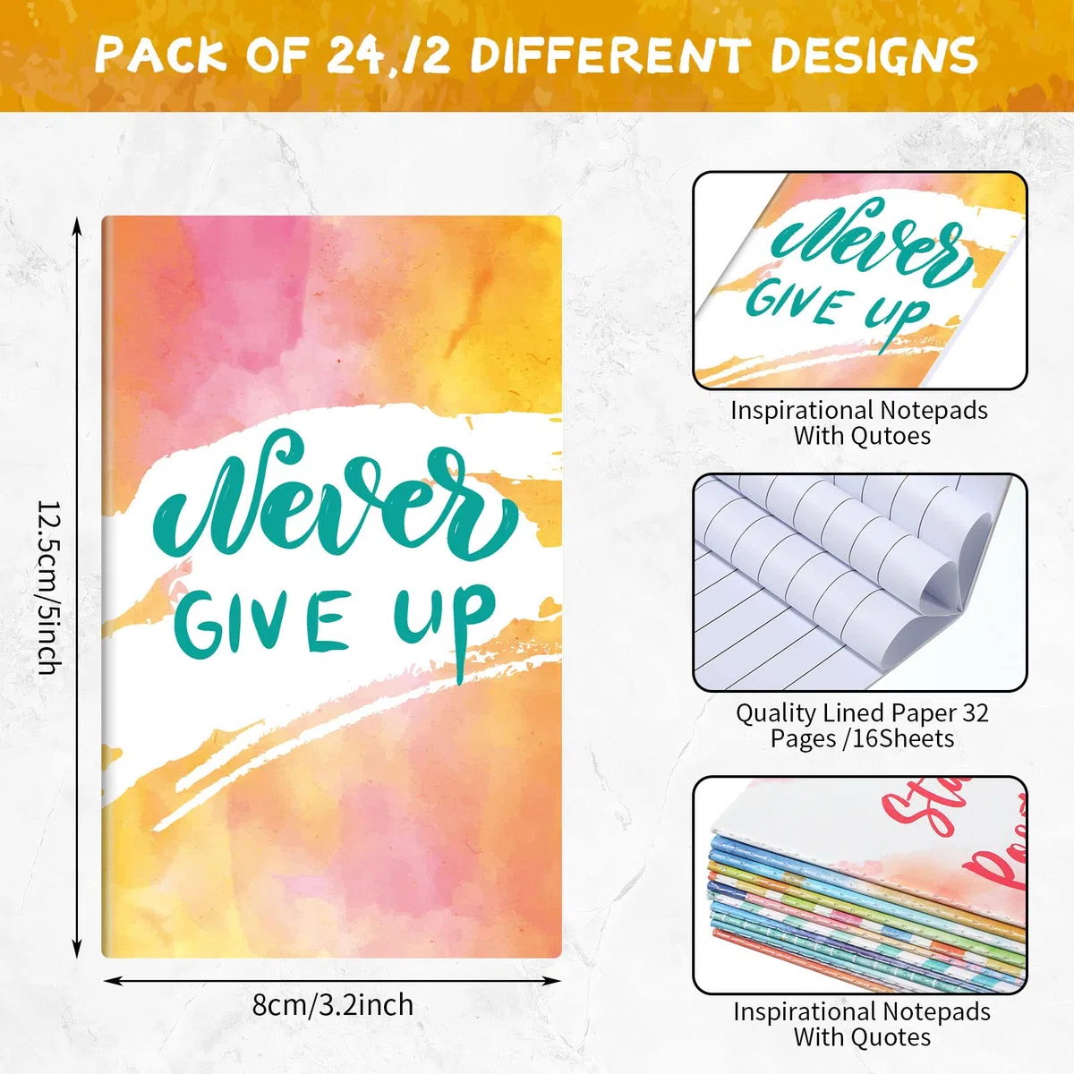 24 Blocs de Notas Inspiradores de Tapa Blanda Mini Cuaderno de Citas Motivacionales Diario de Bolsillo Colorido Pequeño Cuaderno Inspirador para Viajes Oficina Escuela Regalo 12 Estilos