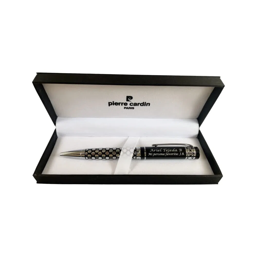 regalo grabado - Bolígrafo Fashion Pierre Cardín Personalizado | Grabado Texto en 2 Líneas | Regalo para Aniversario y Cumpleaños | Diseño Vanguardista | Estuche Elegante | (Negro)