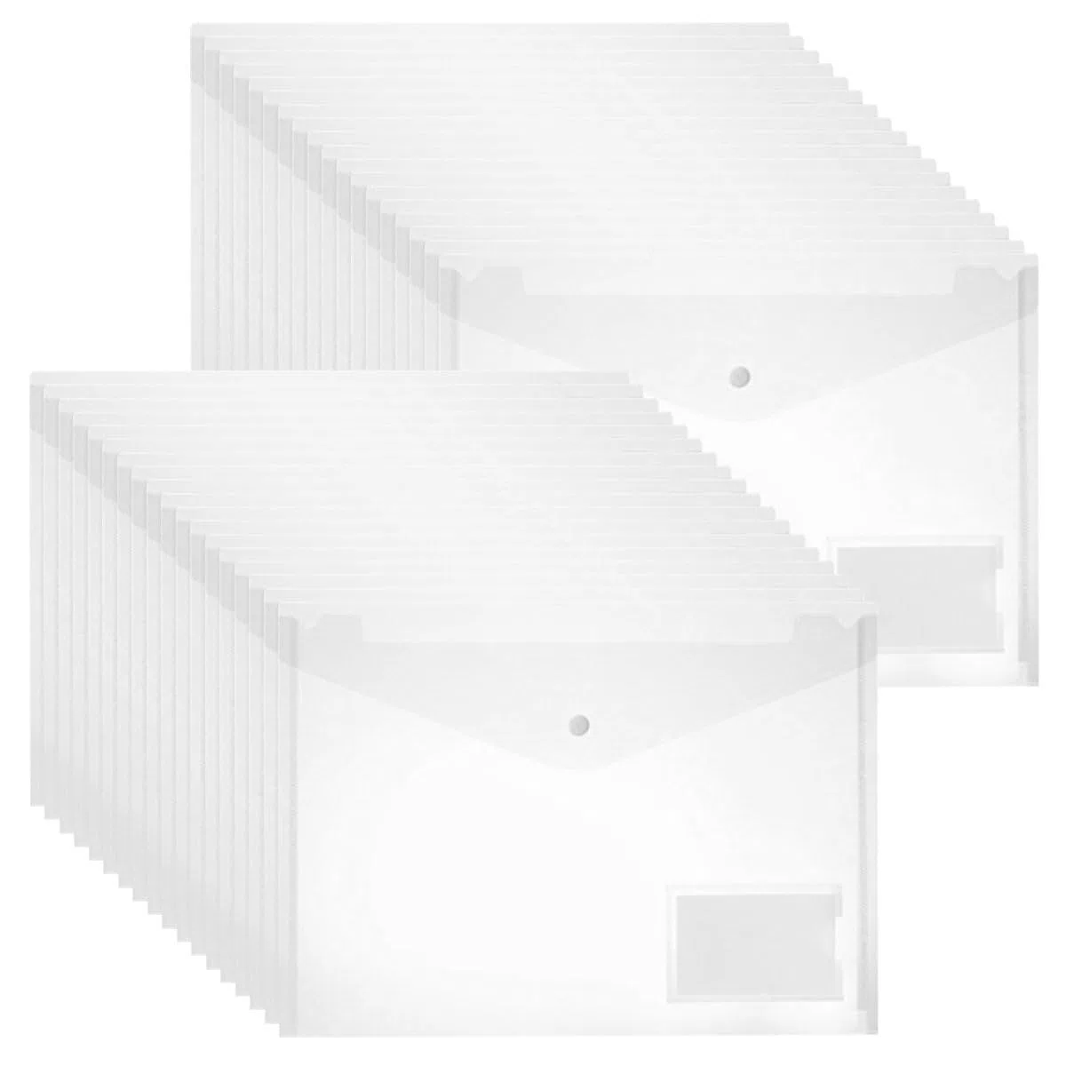 36 Transparente Bolsillos Para Documentos, Portadocumentos Plastico A4 con Botones, Folders Transparentes A4 para La Escuela y Material de Oficina, Carpeta con Transparentes