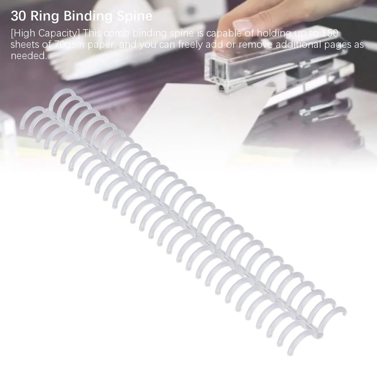 10 Peines Encuadernación Plástico 30 Anillos 19mm Capacidad 150 Hojas | Bobinas Espiral Transparente para Documentos A4 B5 A5 Oficina Escuela