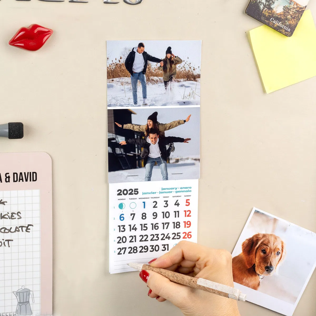 Wanapix | Calendario Nevera 2026 Personalizado | Calendario Magnetico con Fotos | Con Iman para Nevera | 10x27 cm | 100% Personalizado