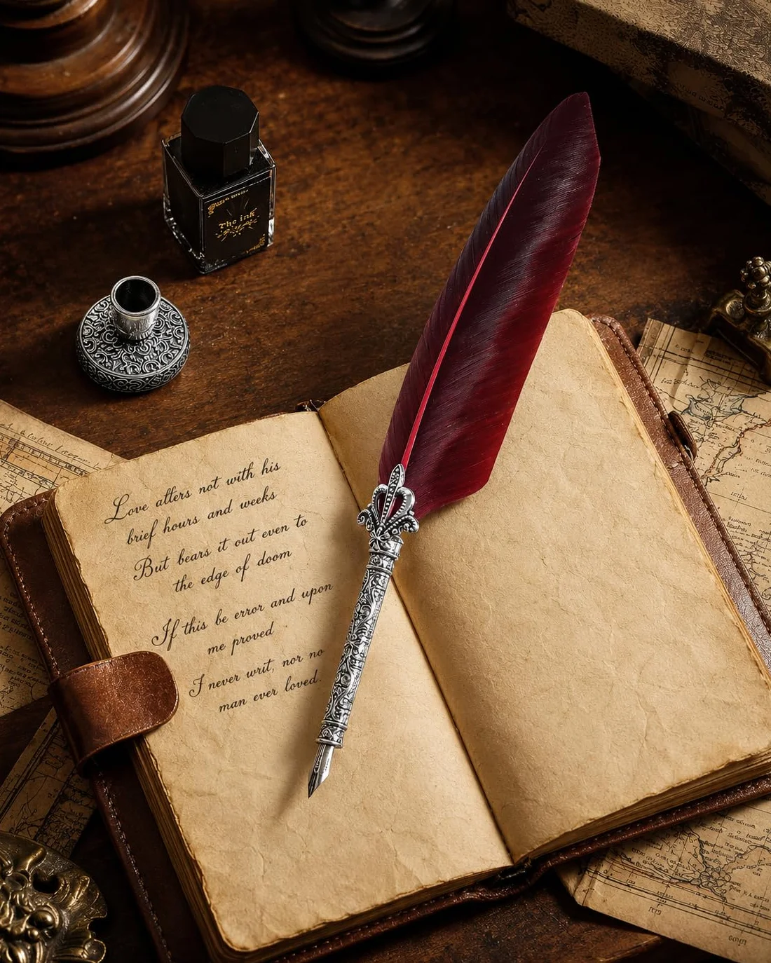 VABNEER Pluma de Inmersion Pluma Antigua Escritura Metal Pluma de Caligrafía Para uso personal, regalo ejecutivo y decoración de escritorio antigua