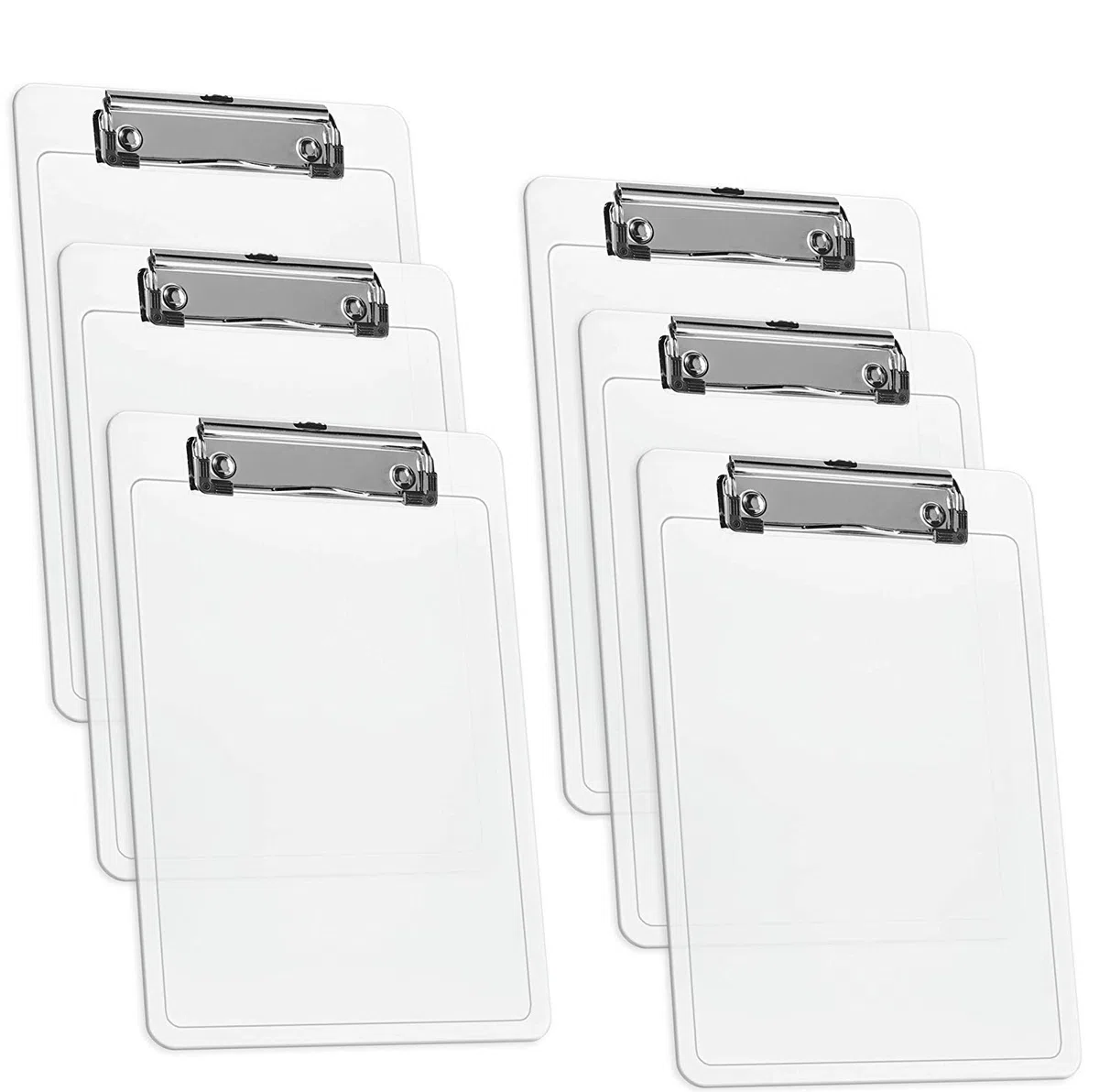 Acrimet Portapapeles de Plástico Rígido con Clip de Perfil Bajo, Tamaño A5 (23,5cm x 16cm) (Color Cristal Transparente) (Paquete de 6)
