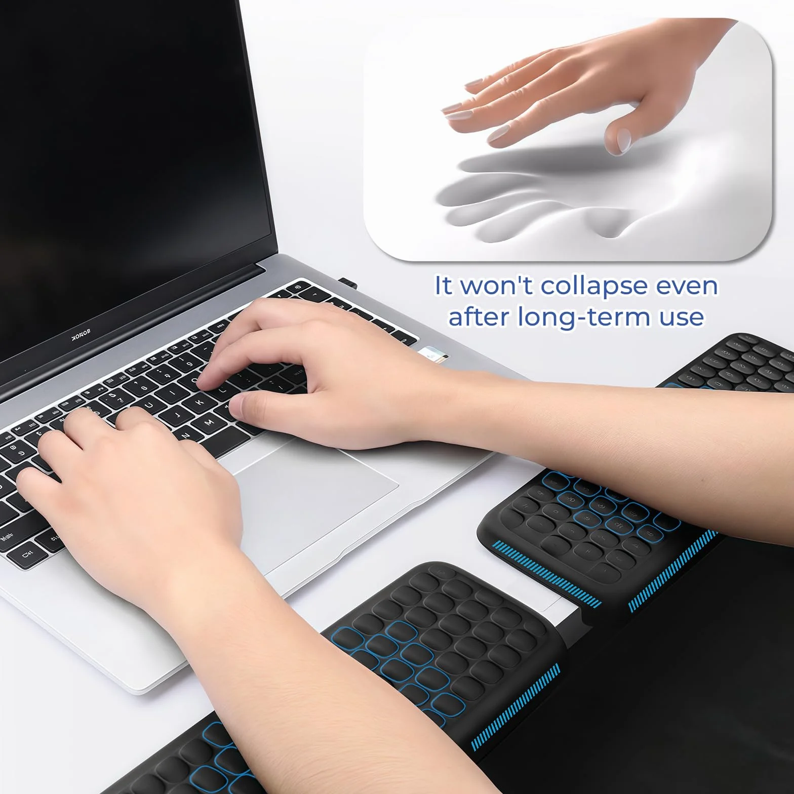 Yamobi 2-teiliges L-Förmige Tastatur Handgelenkauflage,Foam Handballenauflage mit Nonslip-Basis,Ergonomisches Schreibtisch - Kanten - Kissen für Büro (30x10cm)