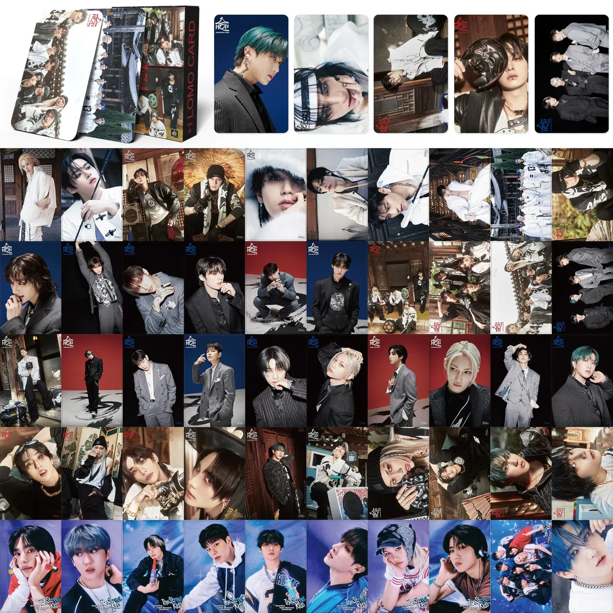 4 piezas/220 piezas de tarjetas fotográficas de Stray, SKZ con caja para tarjetas postales, merchandising de Kpop, regalos para STAY