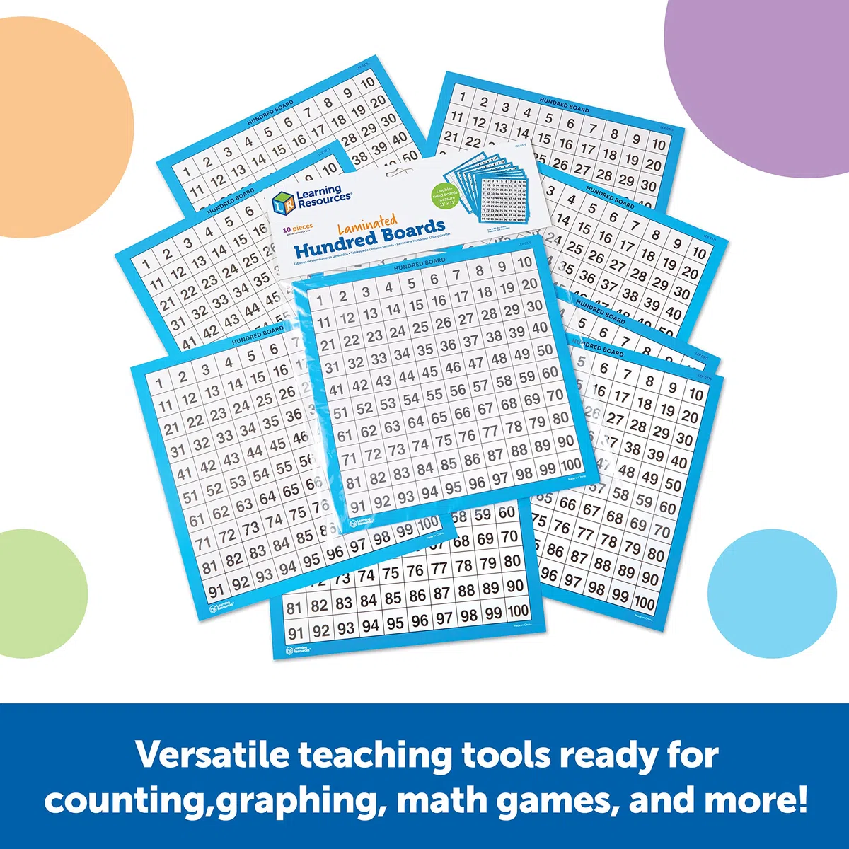 Learning Resources Tableros de Cien números de Escribir y borrar (Set de 10)