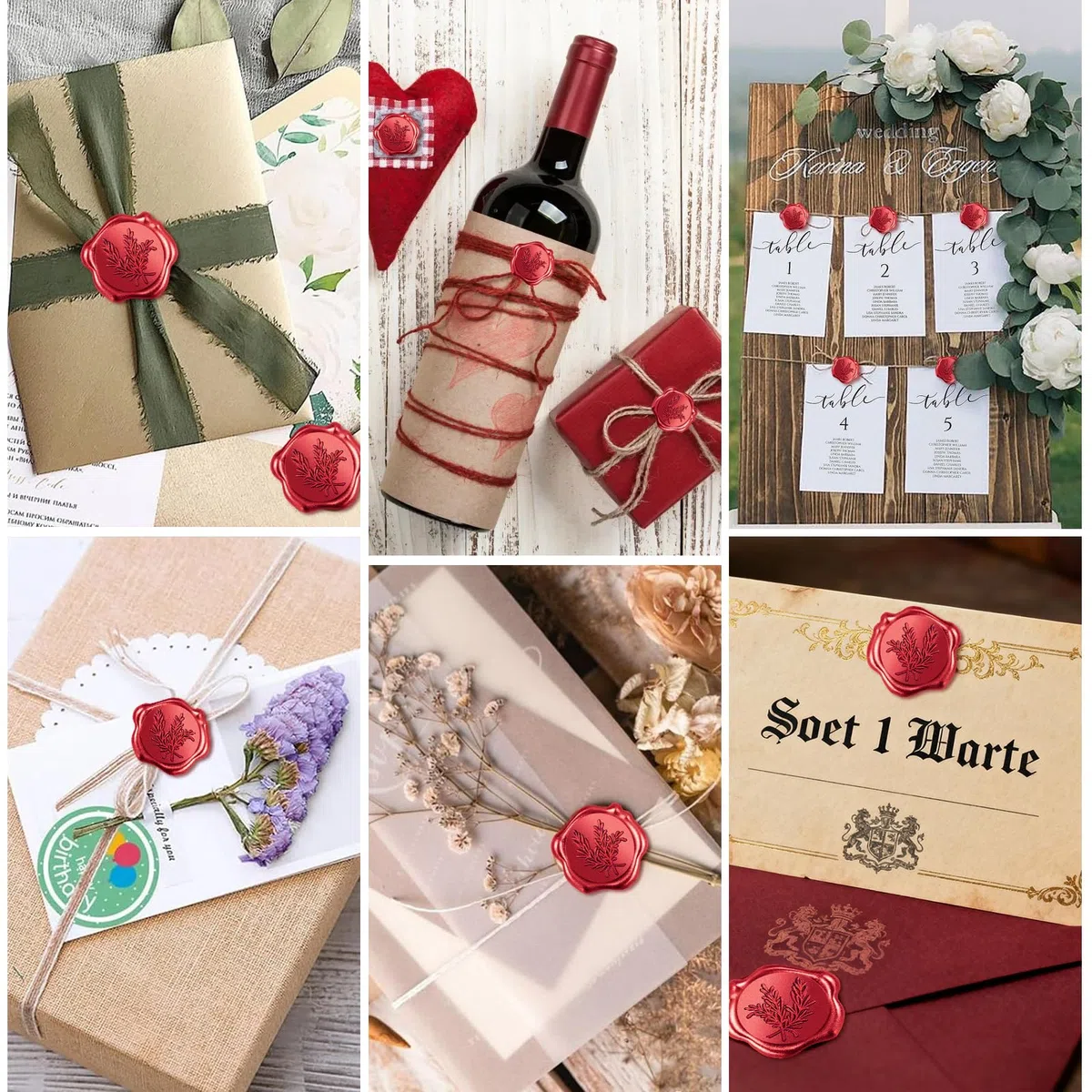 50 Piezas Sello de Cera Autoadhesivo Pegatinas, Sello Lacre Adhesivo Rojo de Ramas de Olivo Vintage, Calcomanías Adhesivas para sello de Cera para Invitaciones, Boda, Cumpleaños, Navidad