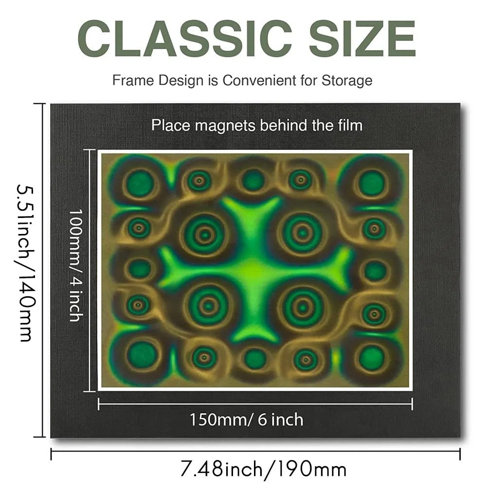 ISTOVO PelíCula de VisualizacióN MagnéTica, PelíCula de VisualizacióN de Campo MagnéTico Verde de 6X4 Pulgadas, Pantalla de Flujo MagnéTico, Detector de Campo MagnéTico, Reutilizable