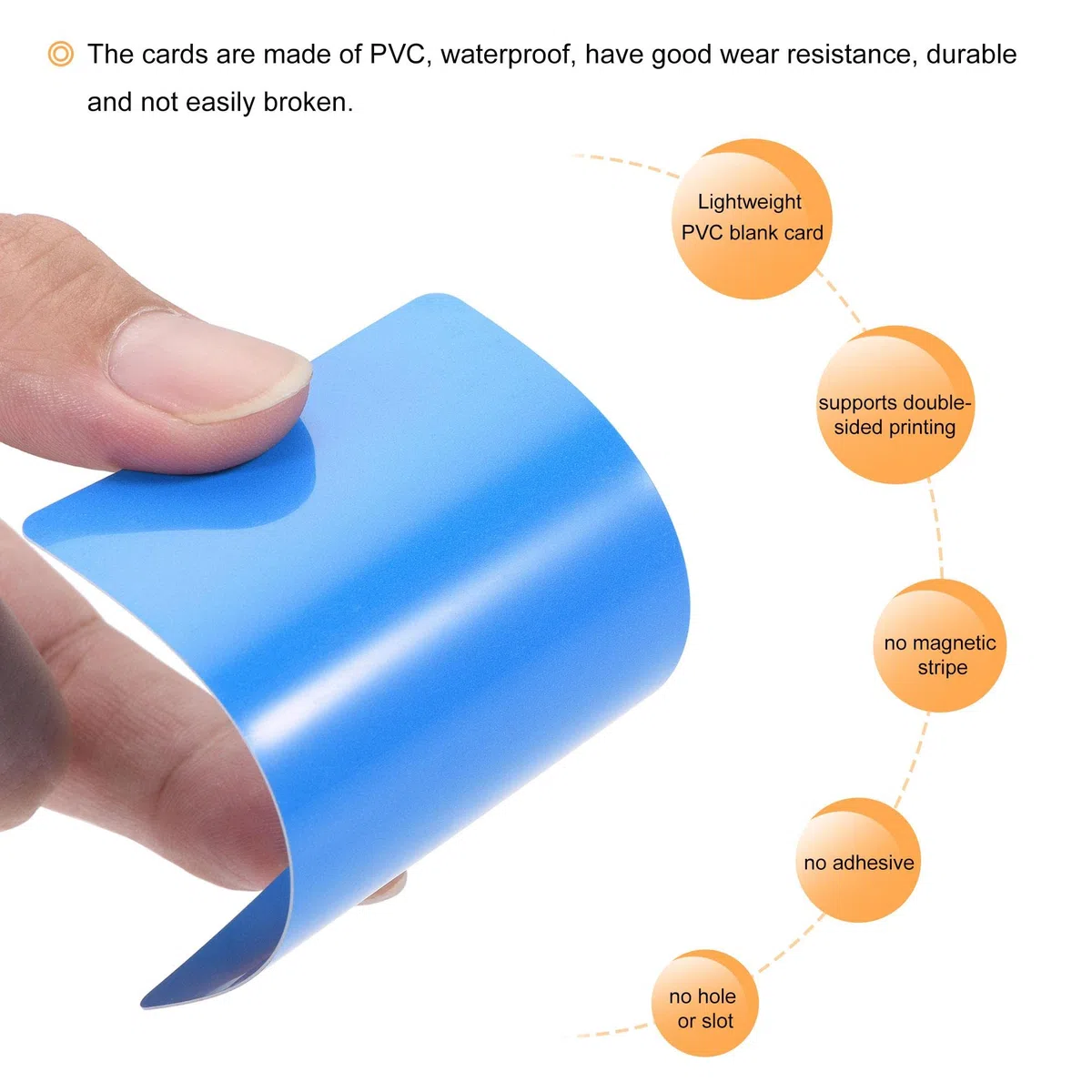 sourcing map En Blanco PVC Tarjetas 15mil para ID Impresora, Gráficos Azul Plástico Paquete de 50