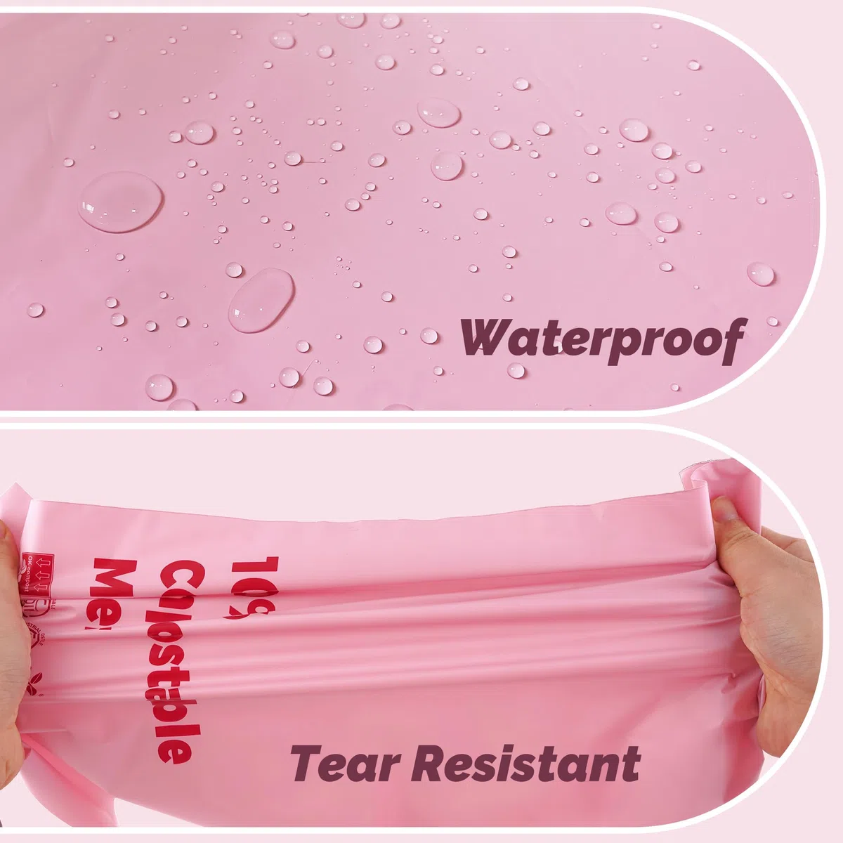 Bolsas compostables de 26x38 con tira autoadhesivos, respetuosas con el medio ambiente, sobres para ropa, Bolsas de correo a prueba de agua y de roturas, paquete de 50 unidades, color rosa