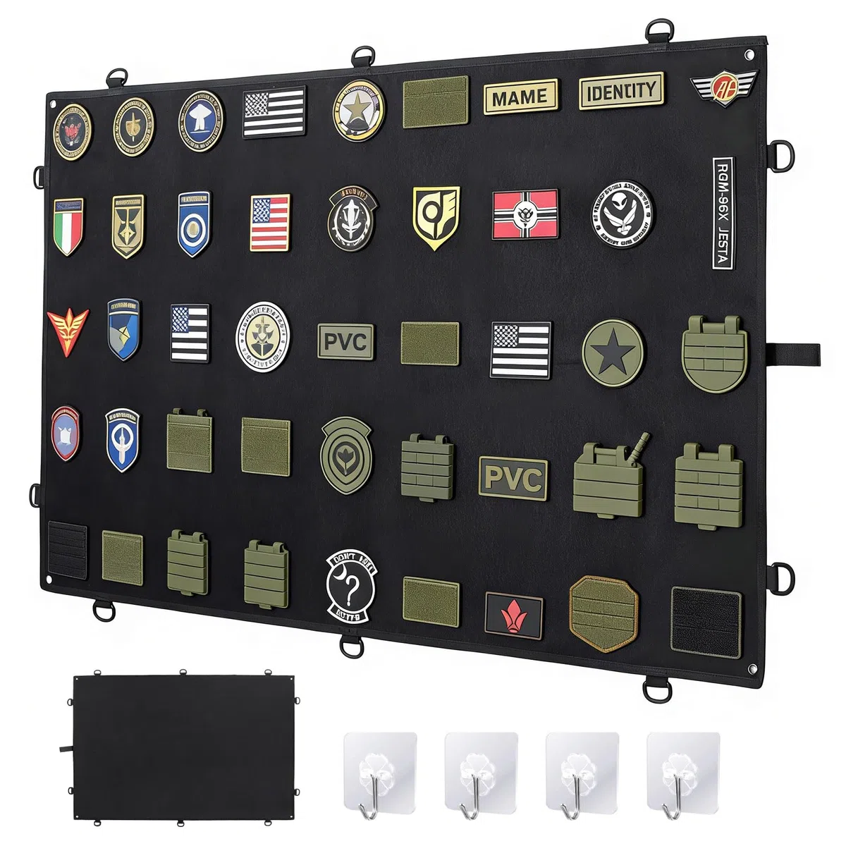 Panel de exhibición parches tácticos 110x70cm Tablero de Exhibición de Parches de Táctico pantalla táctica pantalla de pared de nailon Oxford con ojales para distintivos estampillas y parche