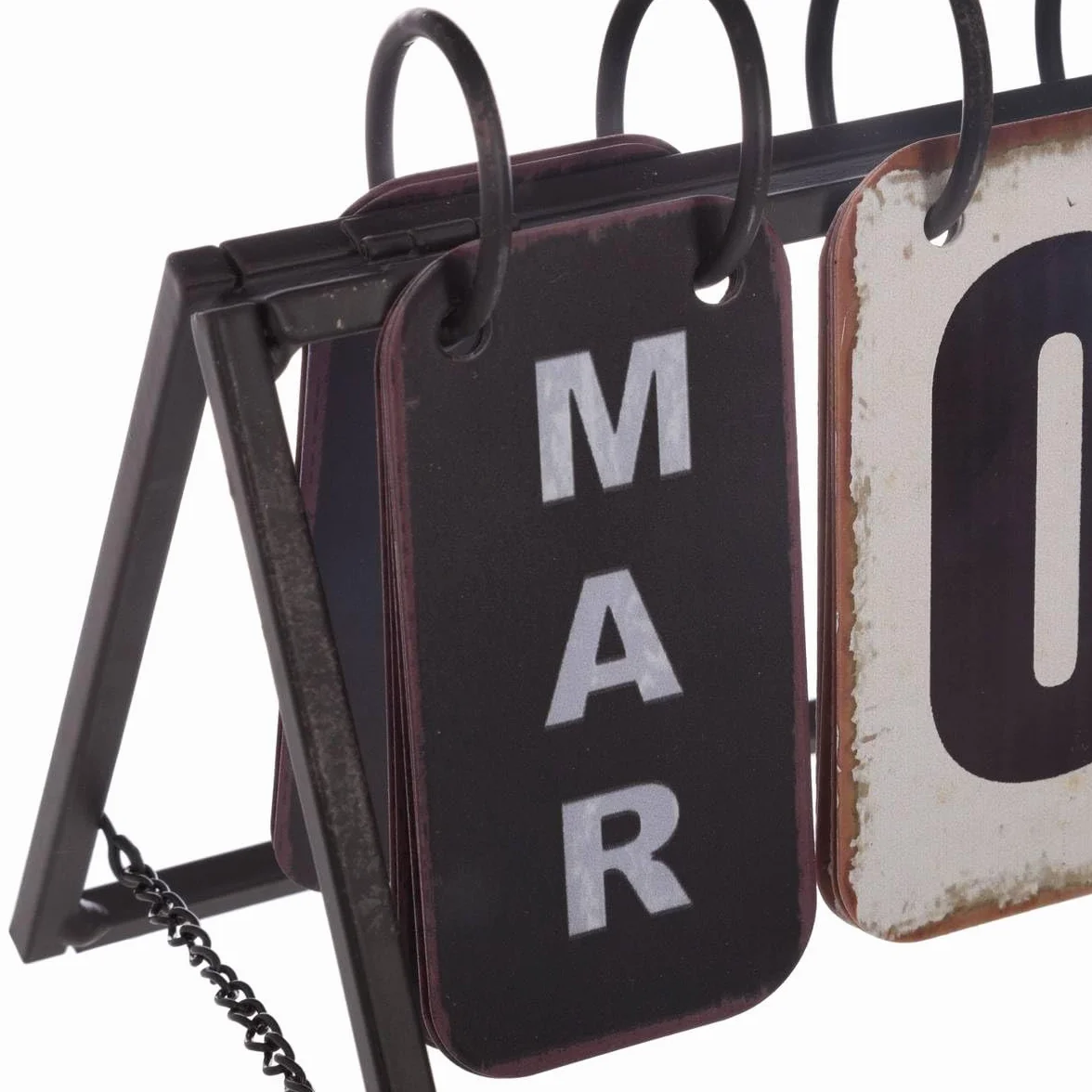 Atmosphera - Calendario Vintage - Metal - Blanco y Negro - 27x15 cm