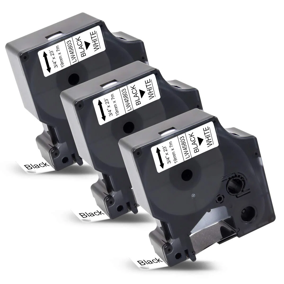 Labelwell 3x Cintas de Etiquetas Compatible para Dynmo D1 45803 S0720830 Negro sobre Blanco para 19mm x 7m Dynmo MobileLabeler Dynmo Labelwriter 450 Duo, Dynmo LabelManager 360D 420P 450D 500TS