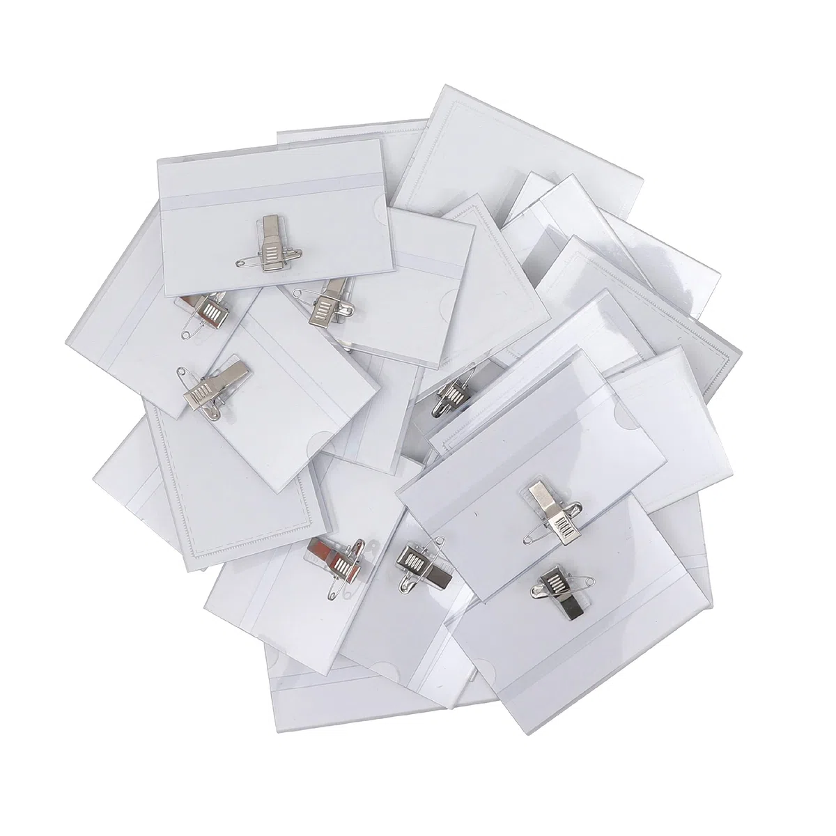 Belle Vous Pack de 50 Funda Tarjeta Identificación Horizontal Porta Nombres Clip 90 x 56 mm– Porta Placas Identificativas PVC Transparente Resistente al Agua - Escuela, Empresa, Conferencia, Visitante