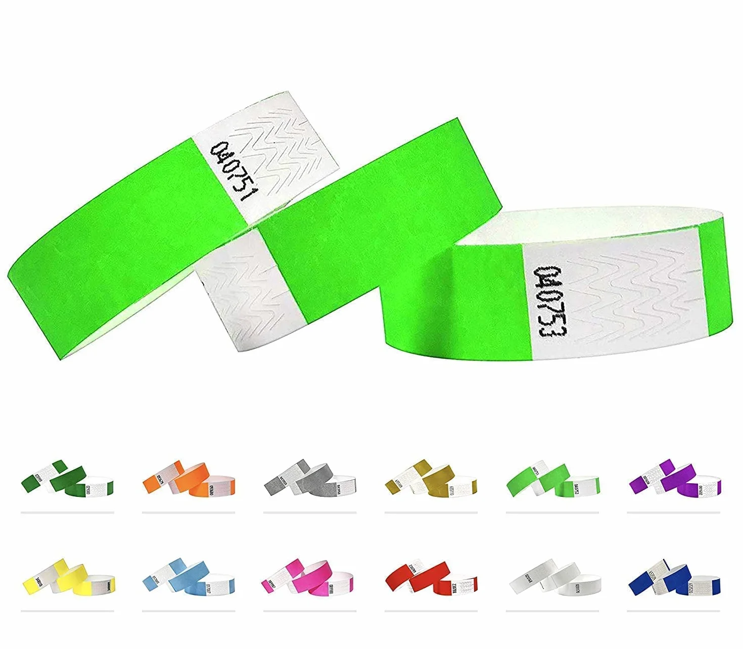 Tyvek Pulseras - 500 unidades - Verde neón - Tyvek pulseras para eventos